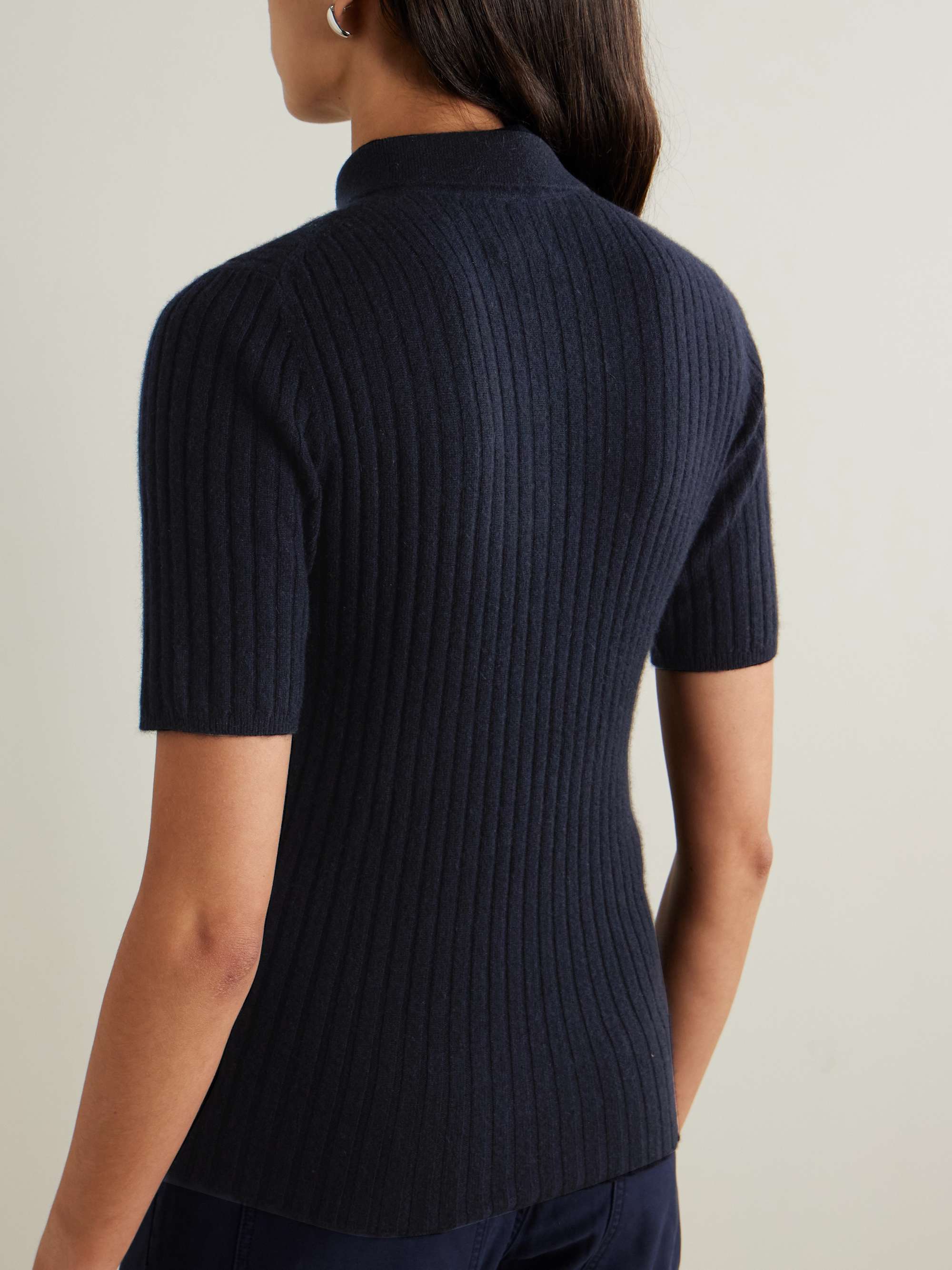 Ribbed cashmere polo shirt view