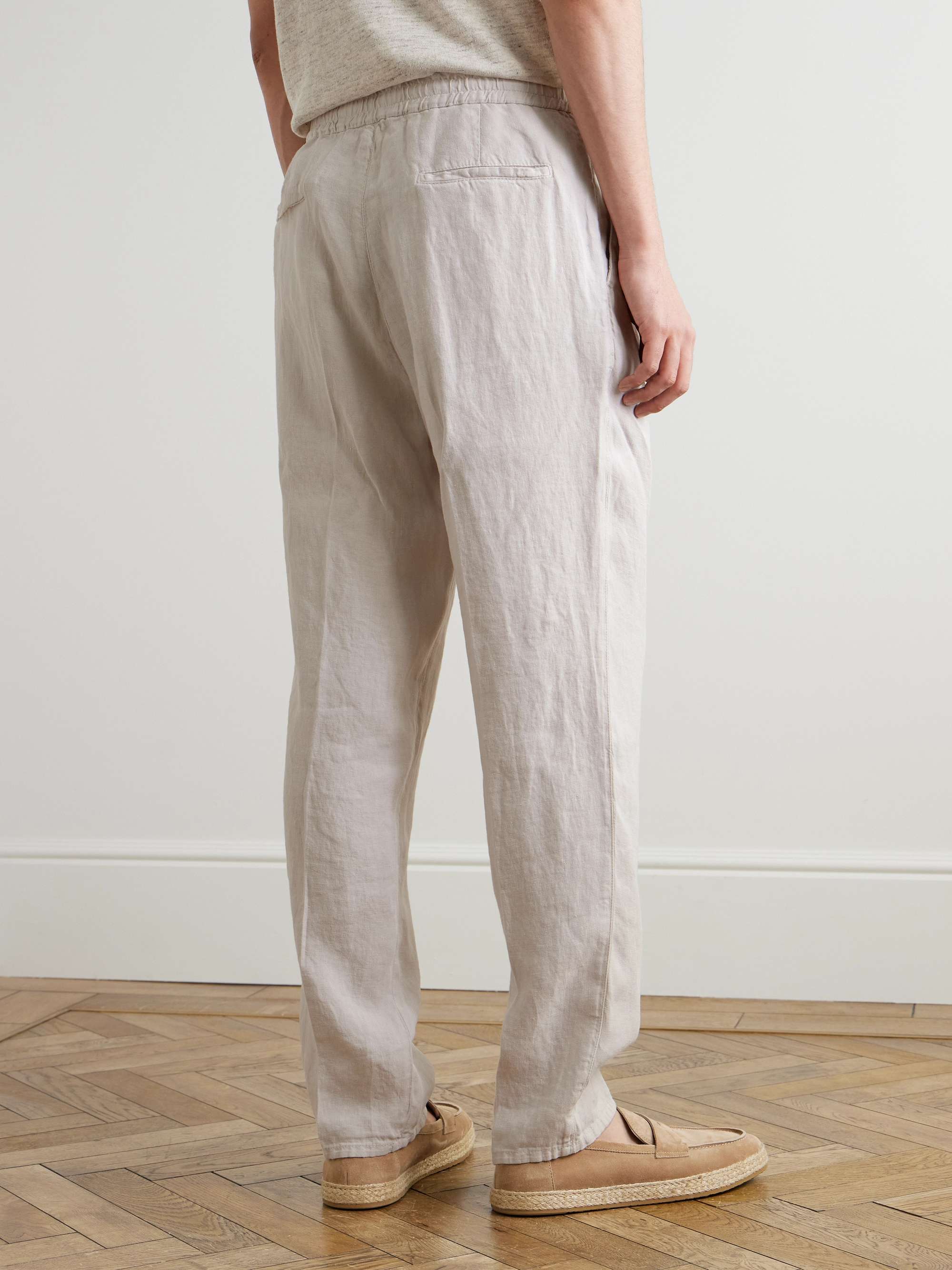 Straight-Leg Linen Drawstring Trousers view