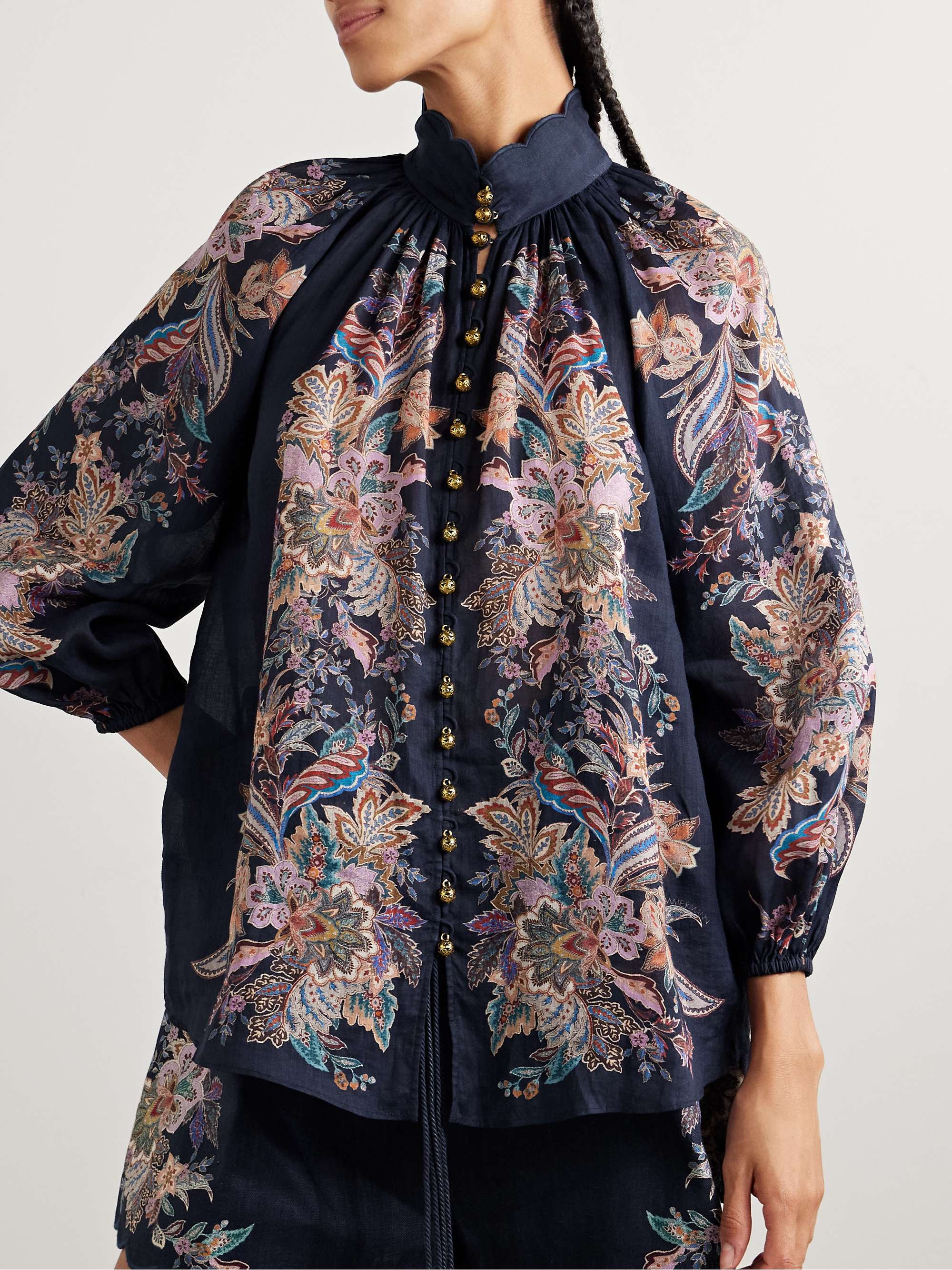 Rhiannon floral-print ramie blouse view
