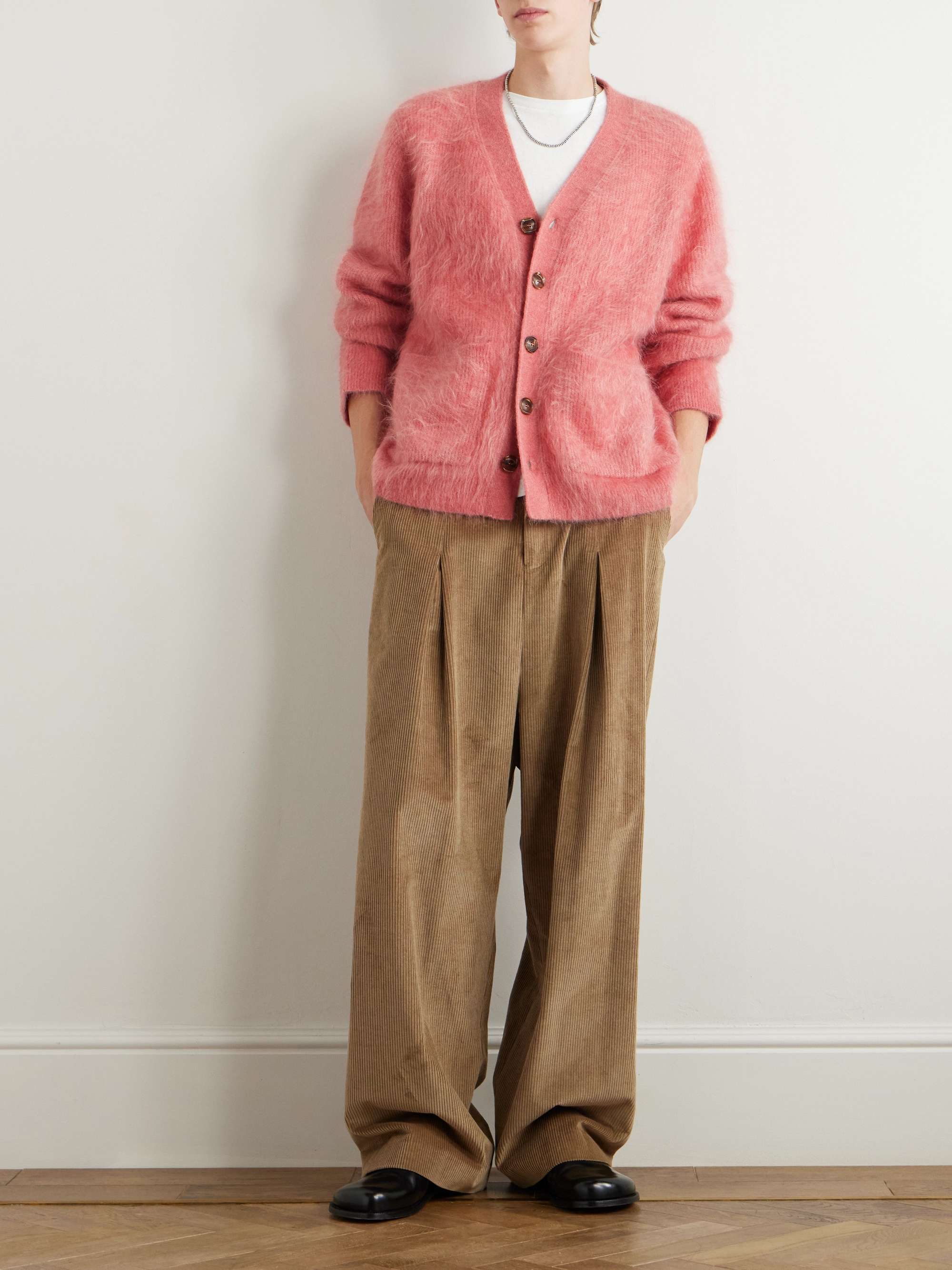 Kaito Ribbed Brushed Mohair-Blend Cardigan view