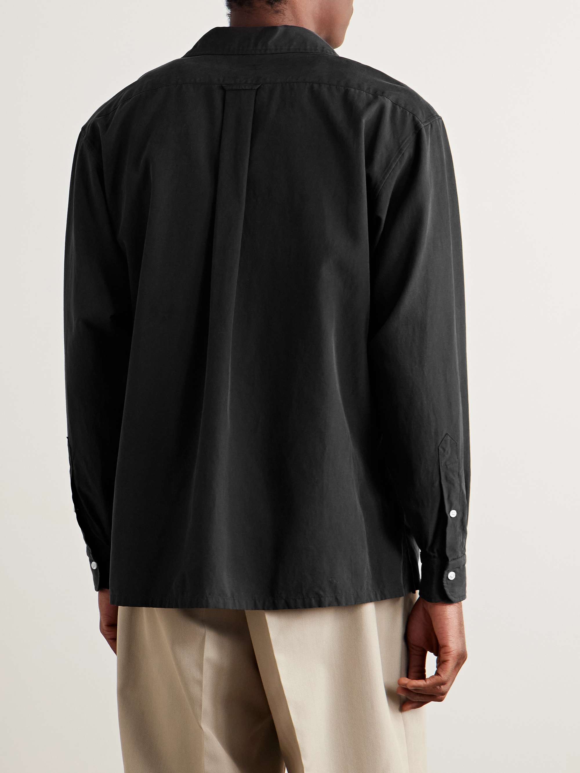 Convertible-Collar Silk and Cotton-Blend Shirt view