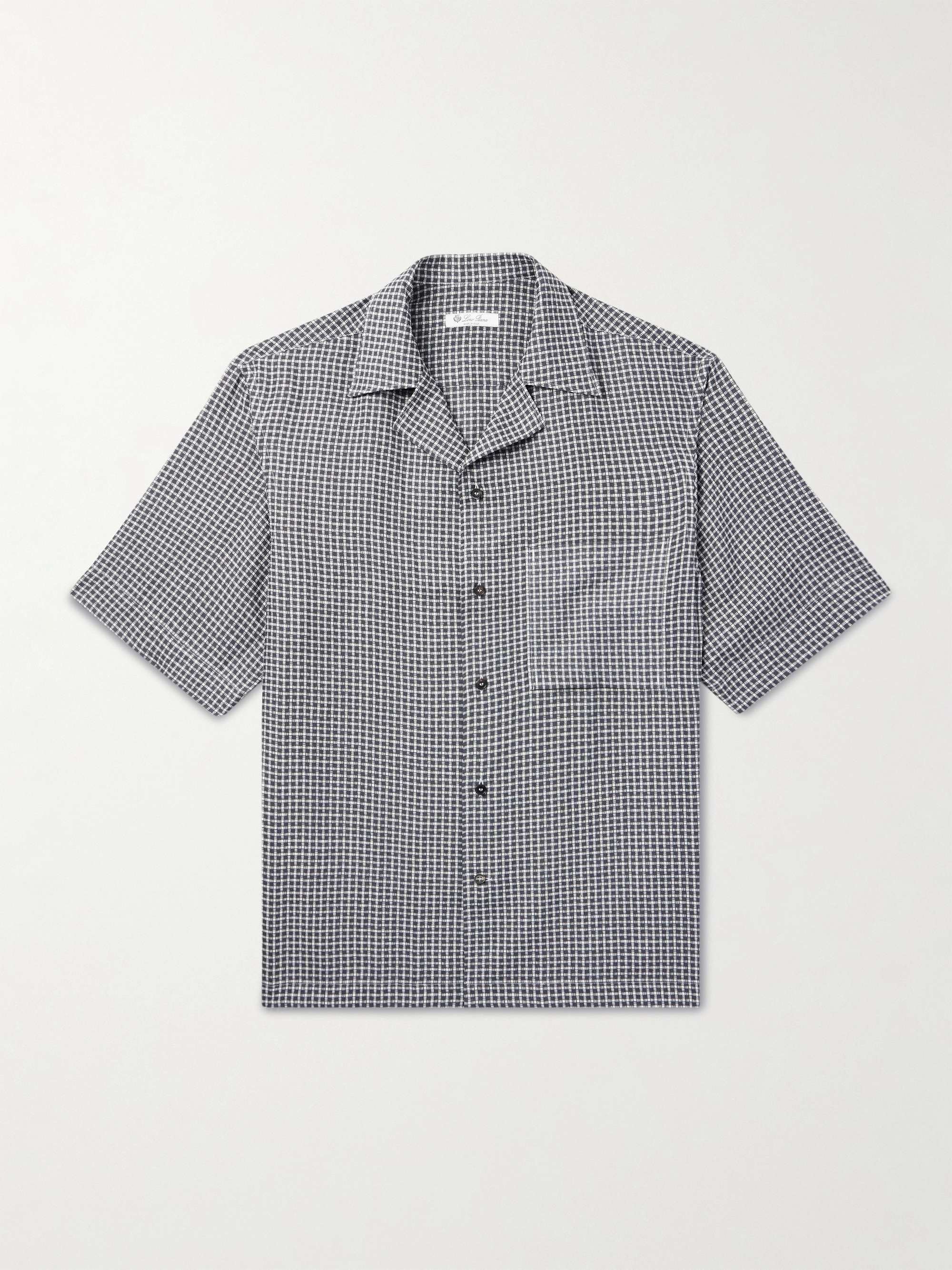 Federico Camp-Collar Checked Linen Shirt view