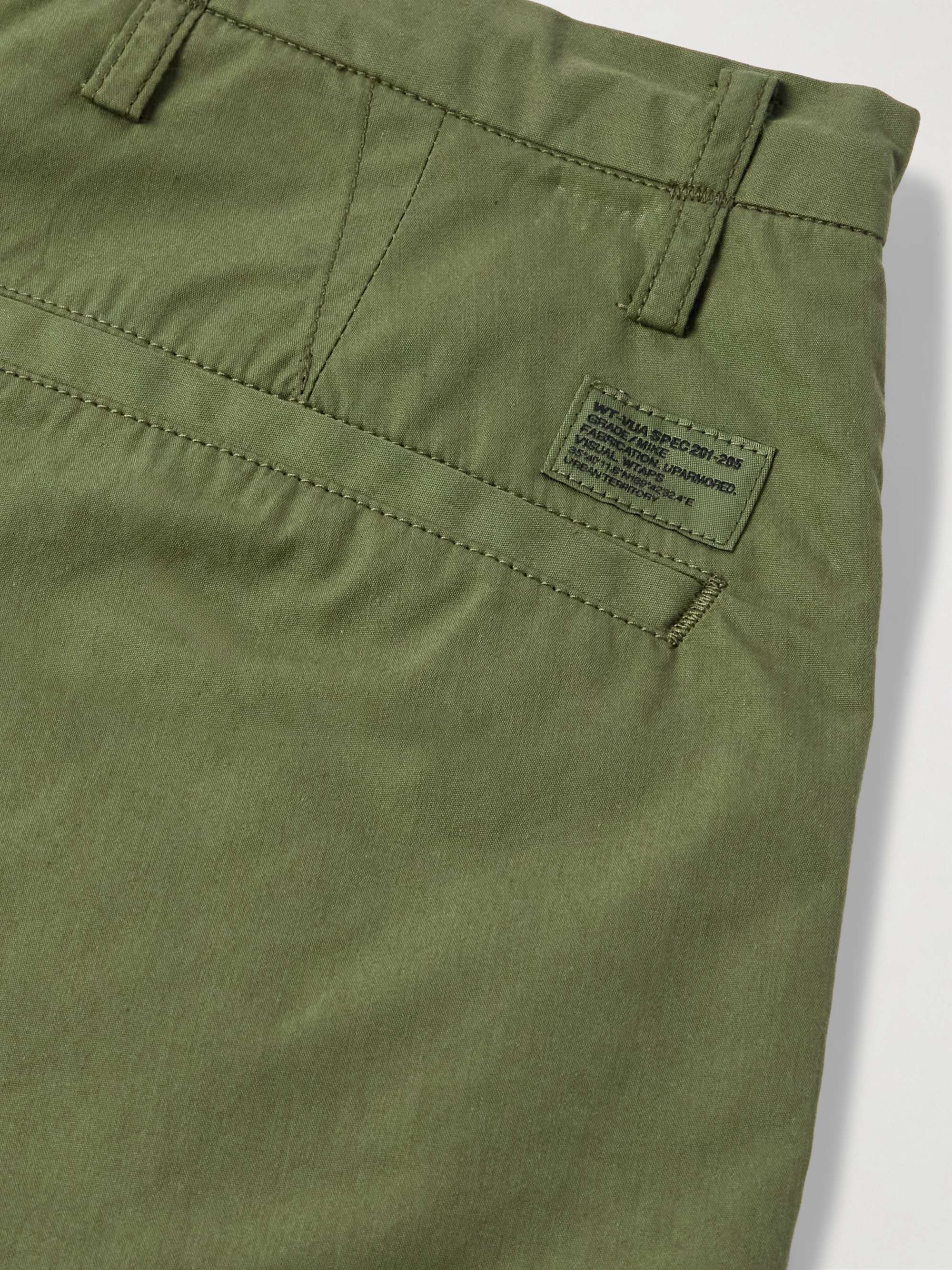 Straight-Leg Logo-Appliquéd Pleated Cotton-Blend Drawstring Cargo Trousers view