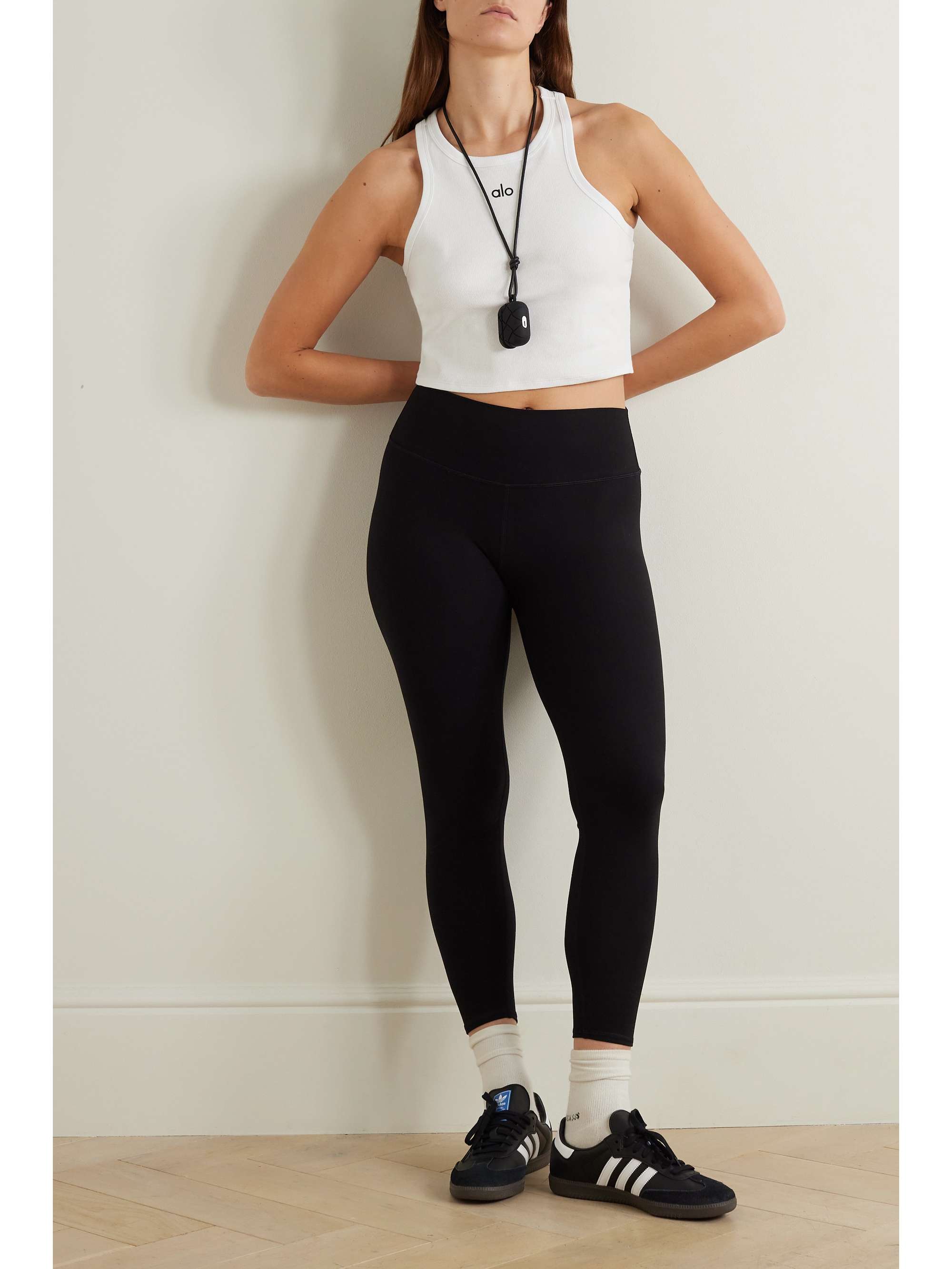Aspire cropped ribbed cotton-blend jersey tank view