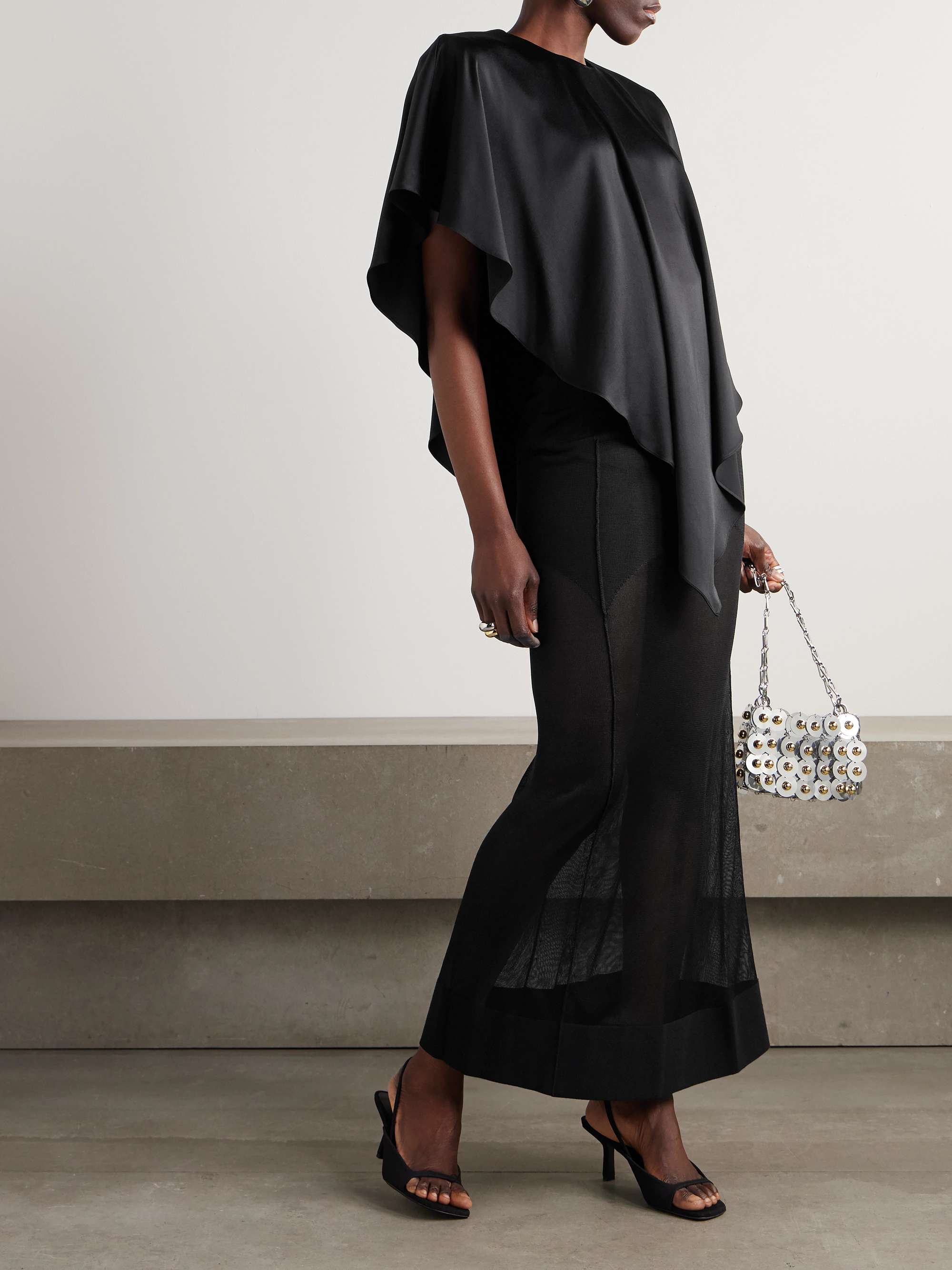 Asymmetric layered satin blouse view