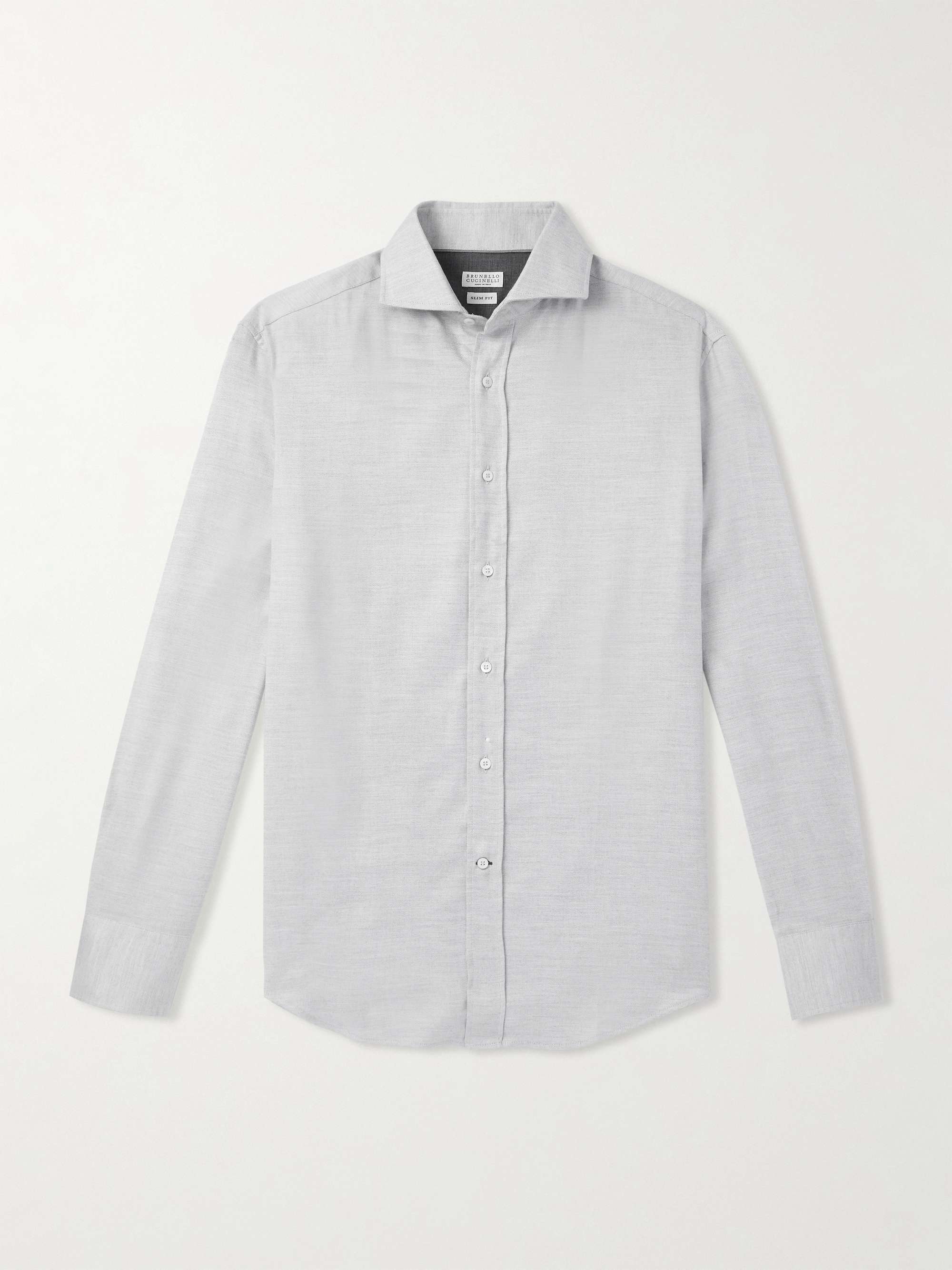 Herringbone Cotton and Lyocell-Blend Flannel Shirt view