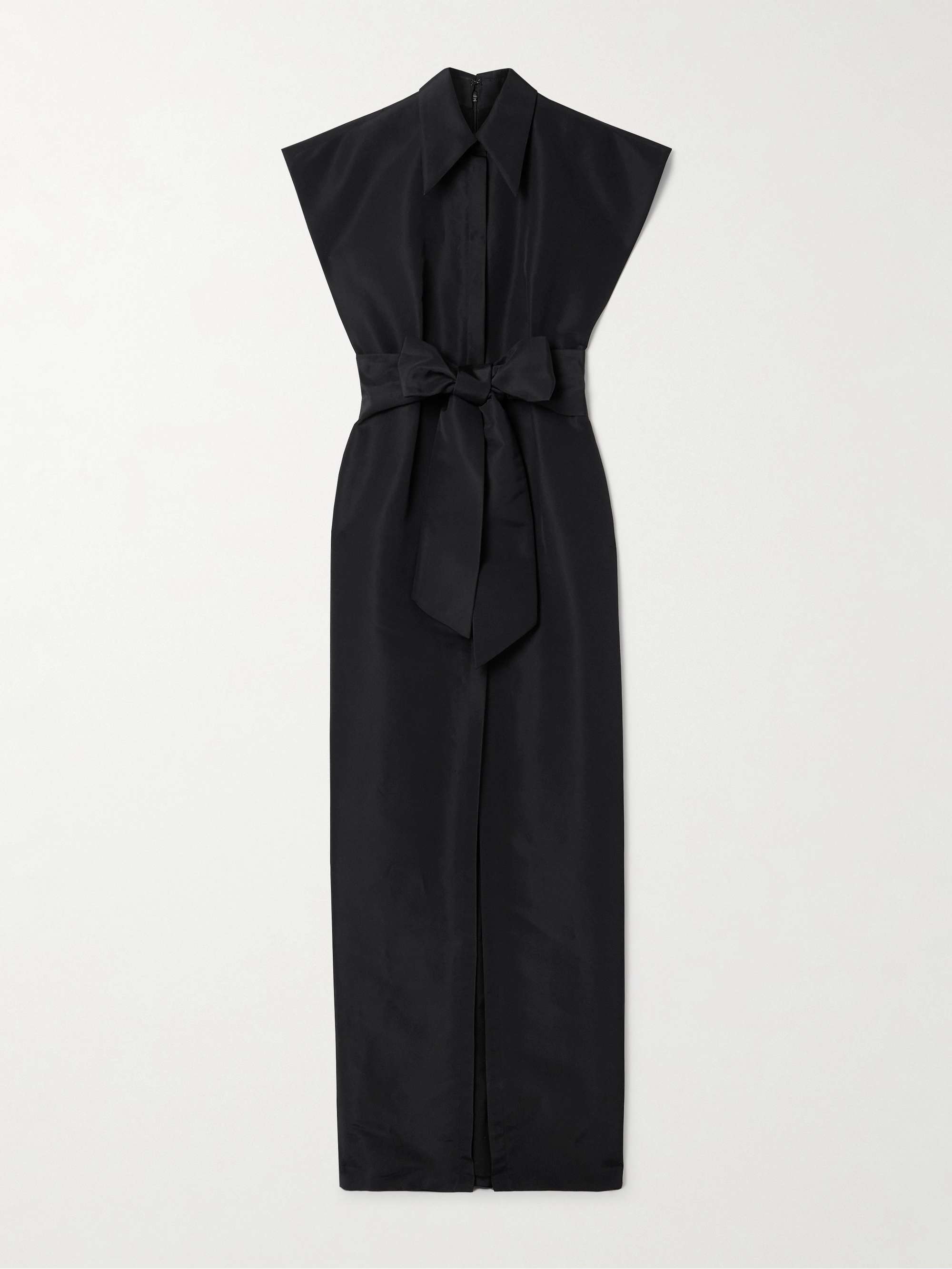 Belted pleated silk-faille gown view