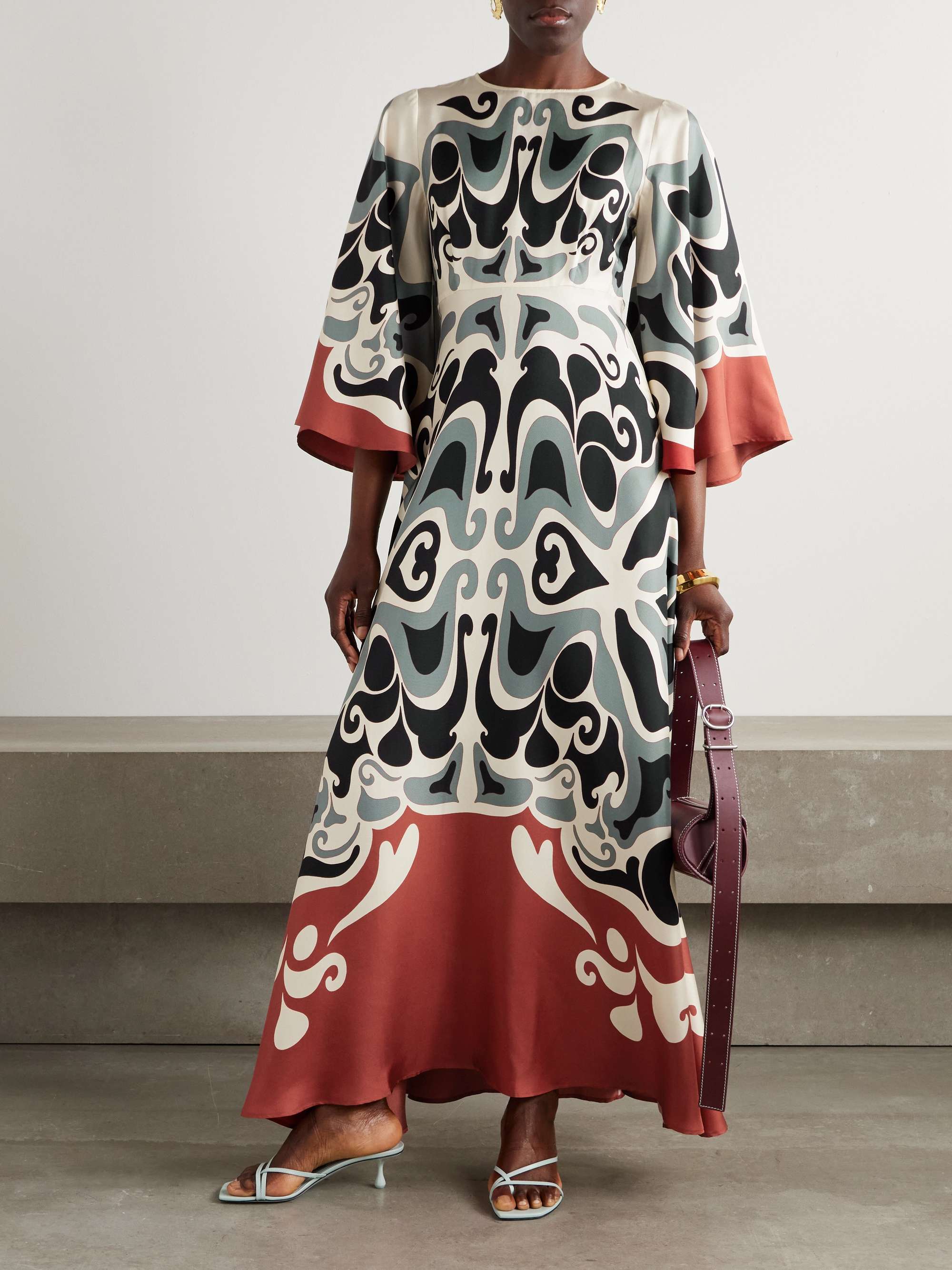 Silk-twill maxi dress view