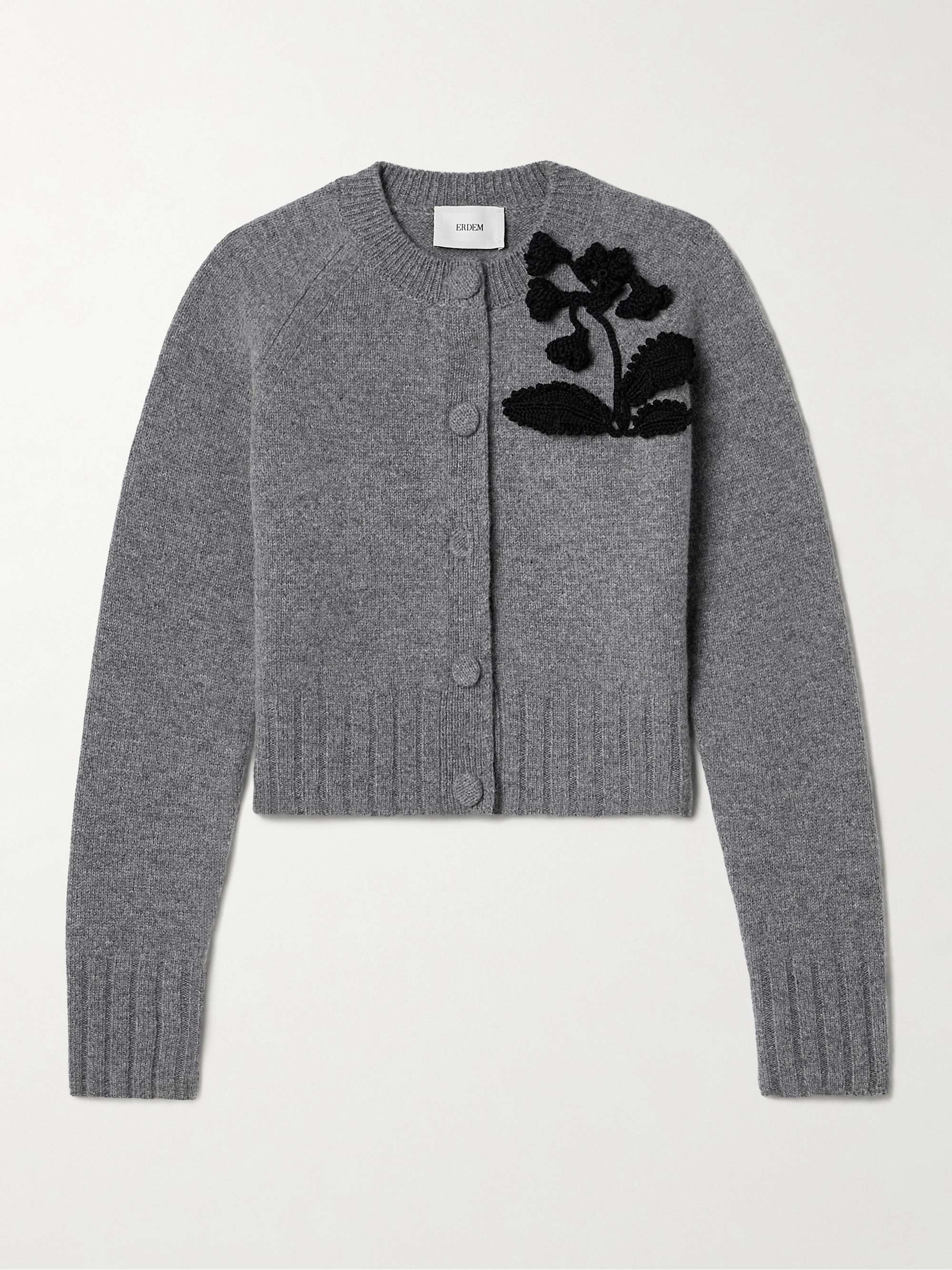 Cropped appliquéd wool cardigan view