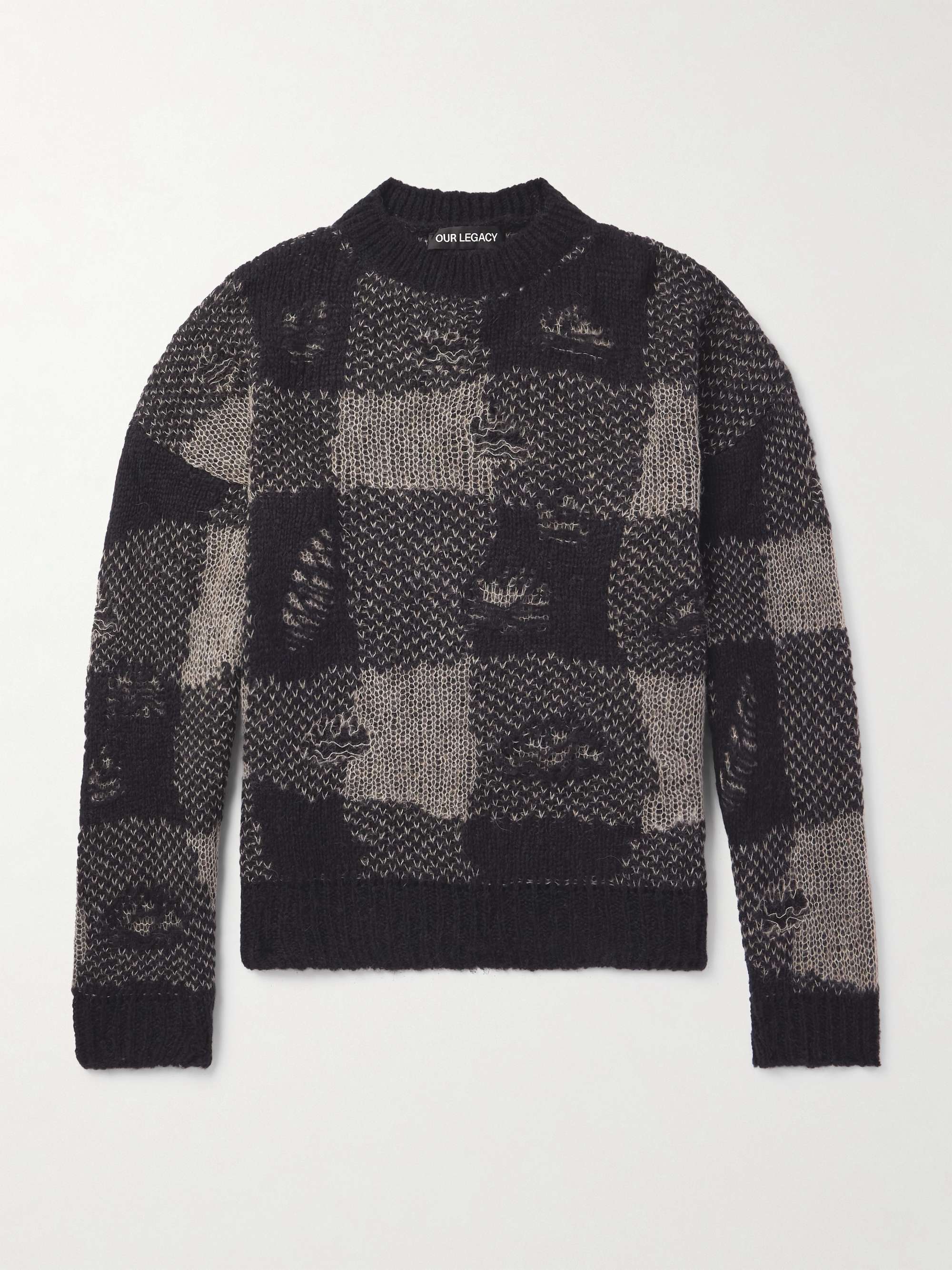 Sonar Distressed Checked Open-Knit Sweater view