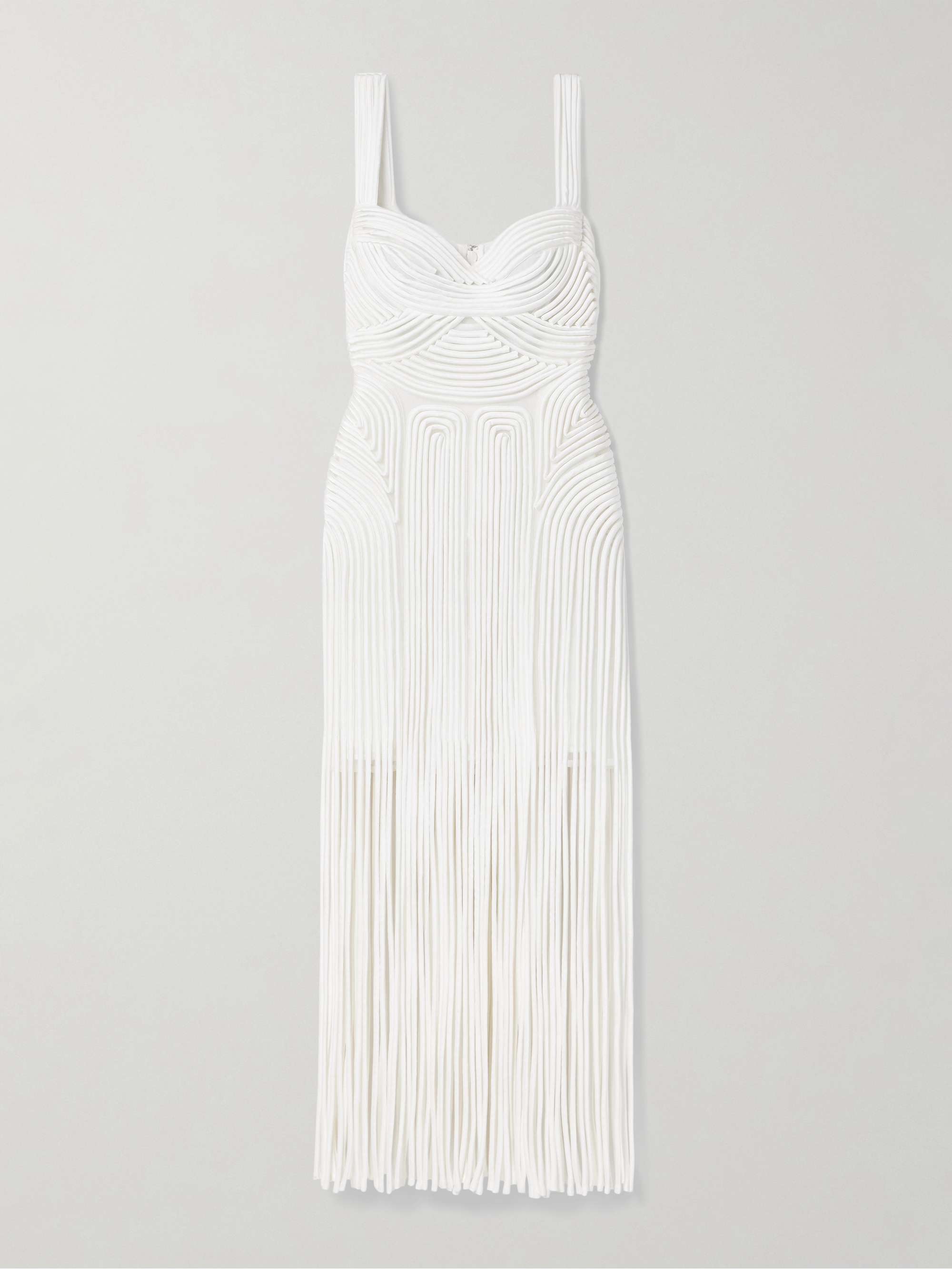 Darby fringed appliquéd tulle midi dress view