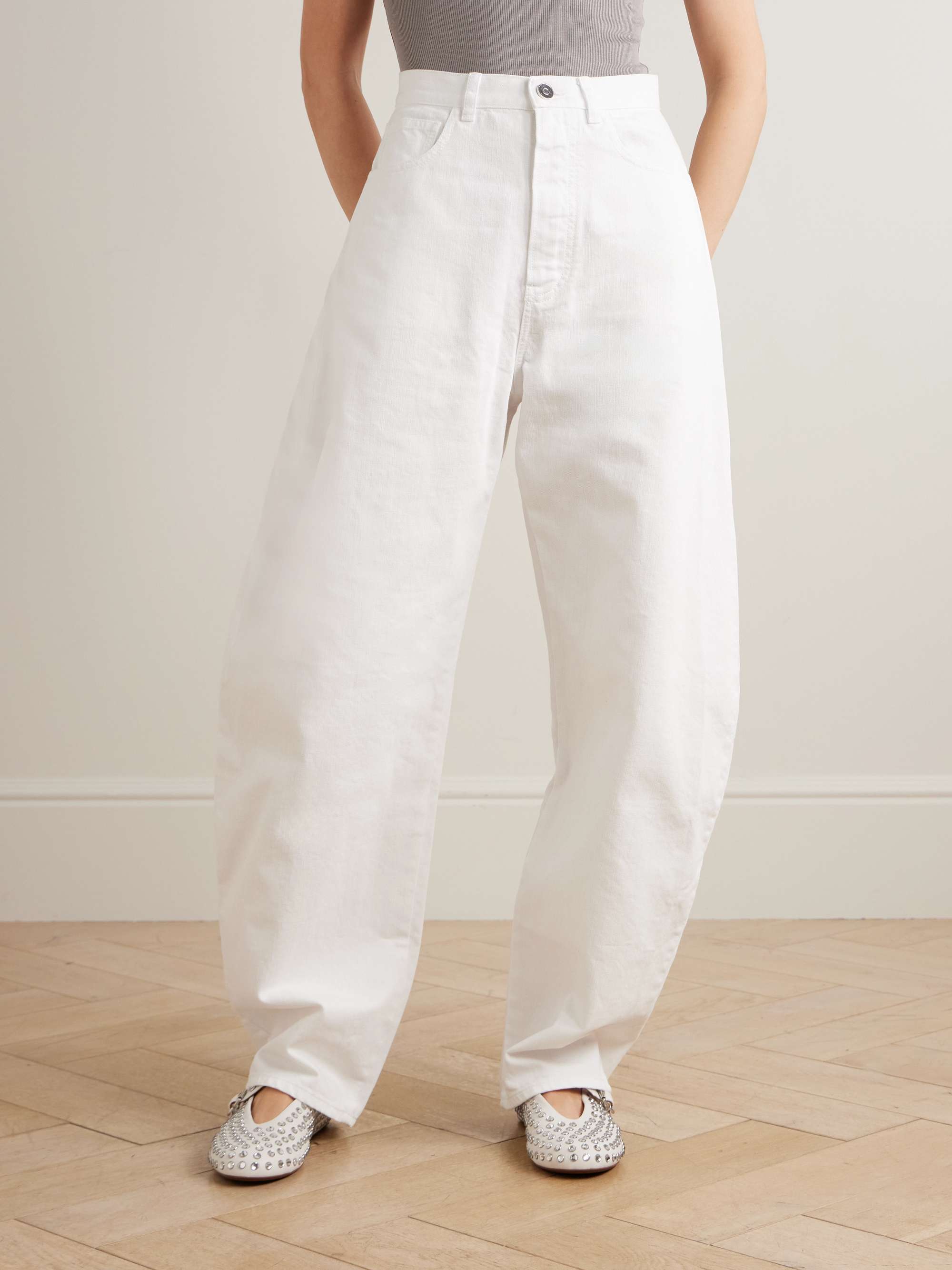 Mid-rise barrel-leg jeans view