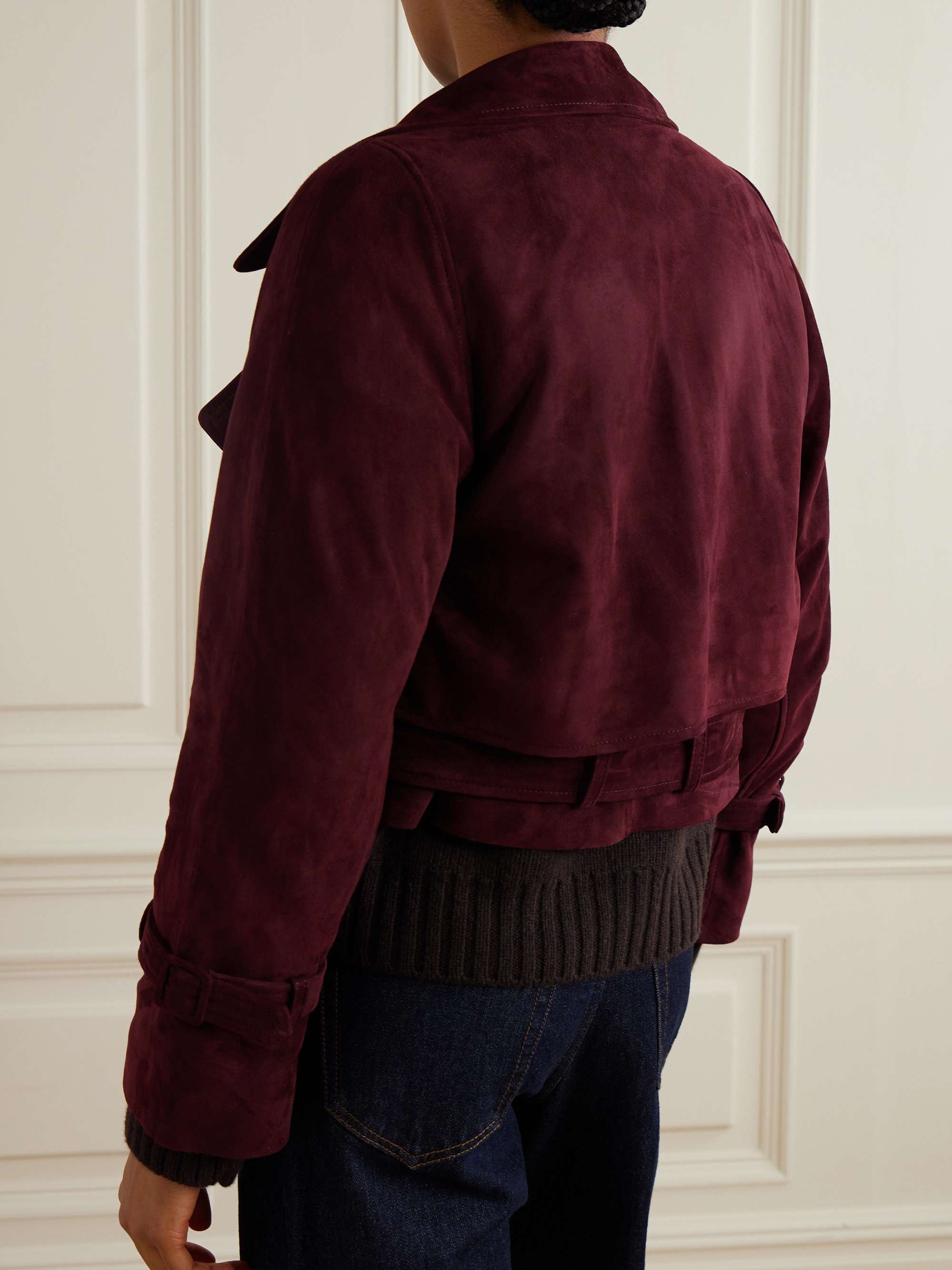 Hatti cropped belted suede jacket view