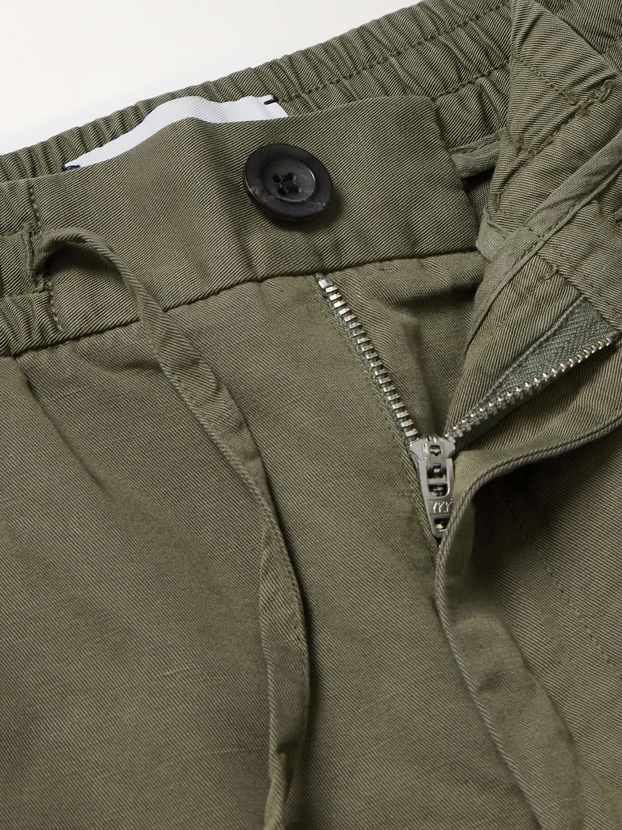James Straight-Leg Cotton and Linen-Blend Twill Drawstring Trousers view