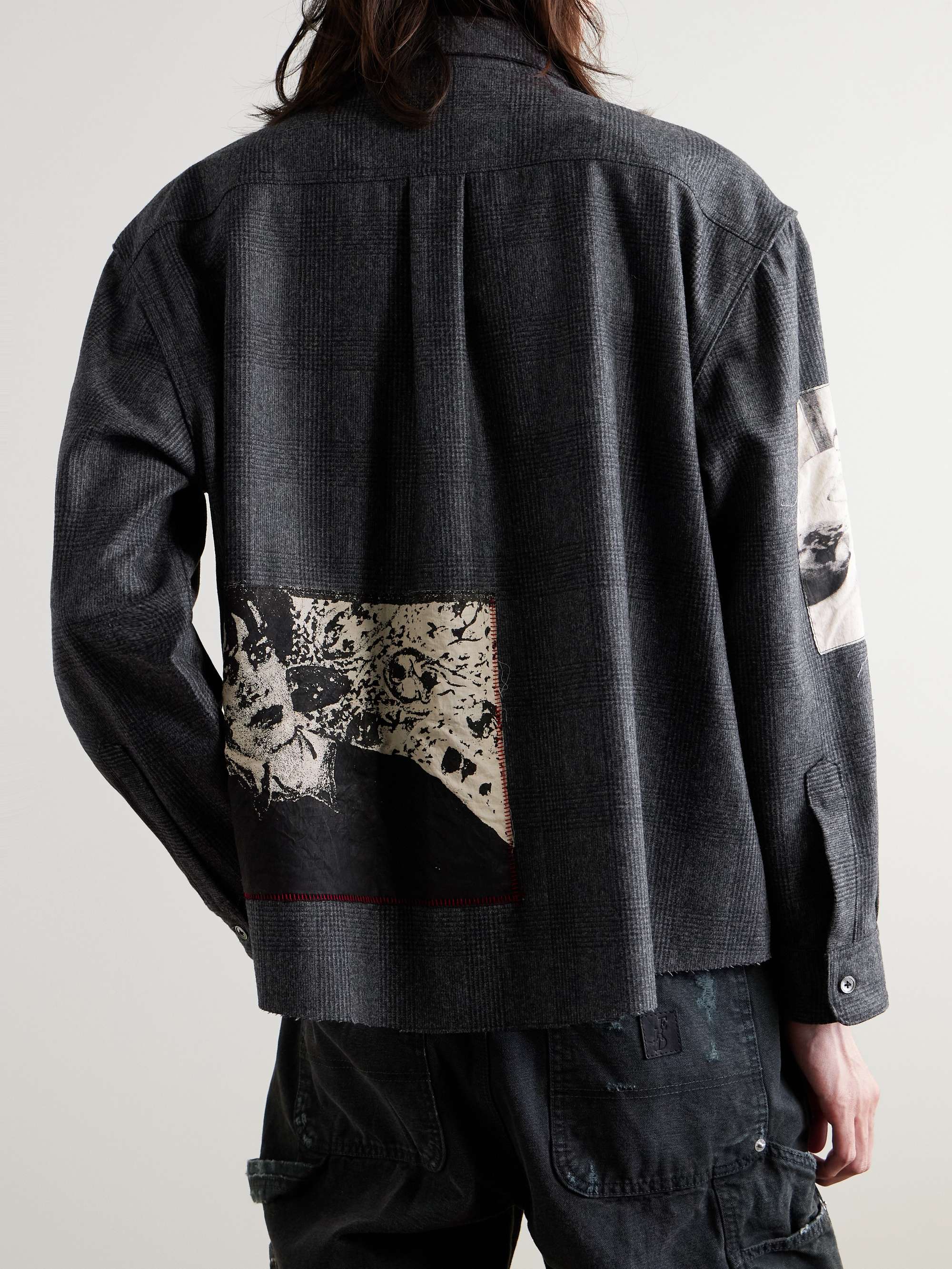 Printed Patchwork Checked Virgin Wool-Flannel Shirt view