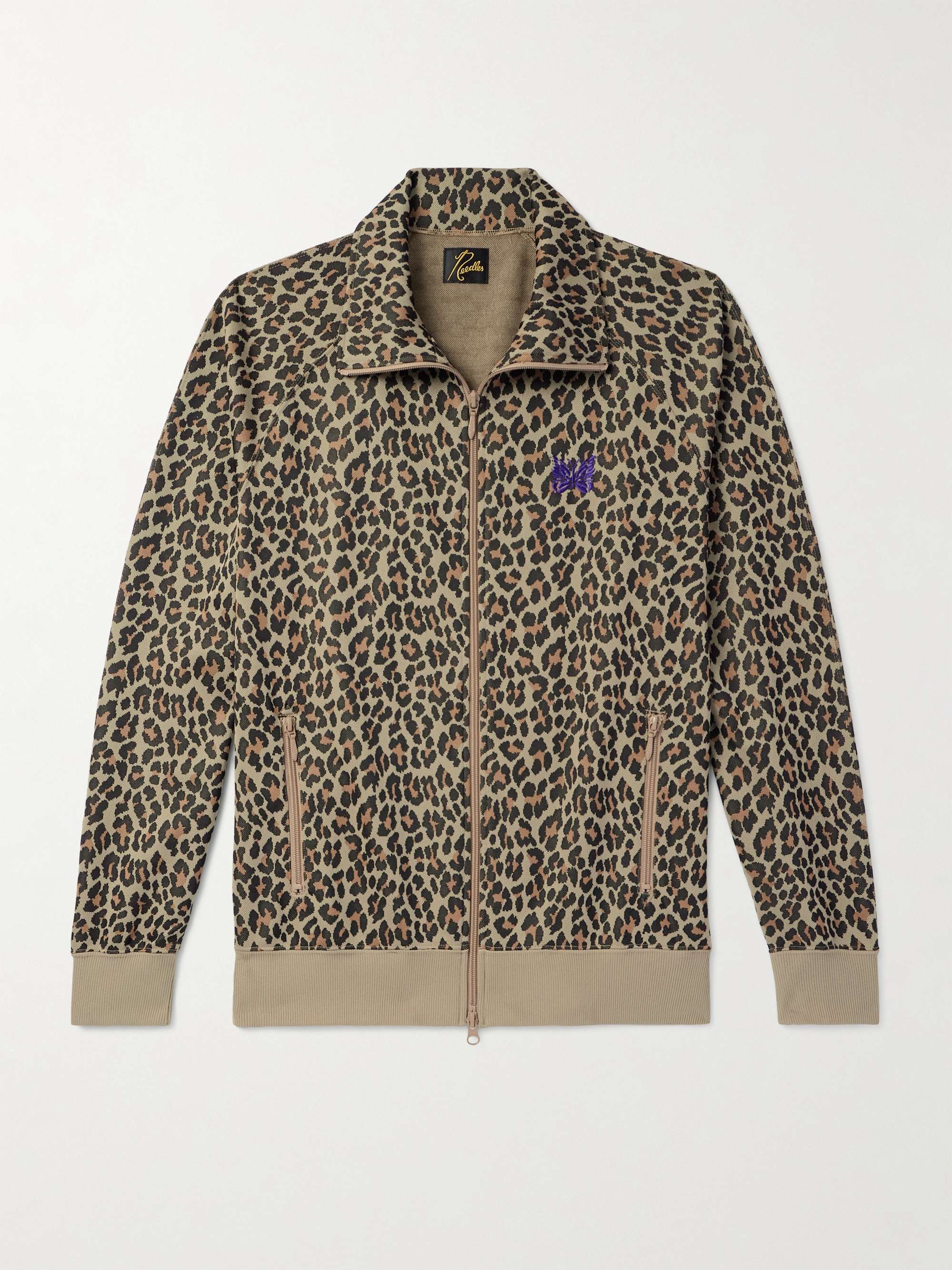Logo-Embroidered Leopard-Print Jersey Track Jacket view