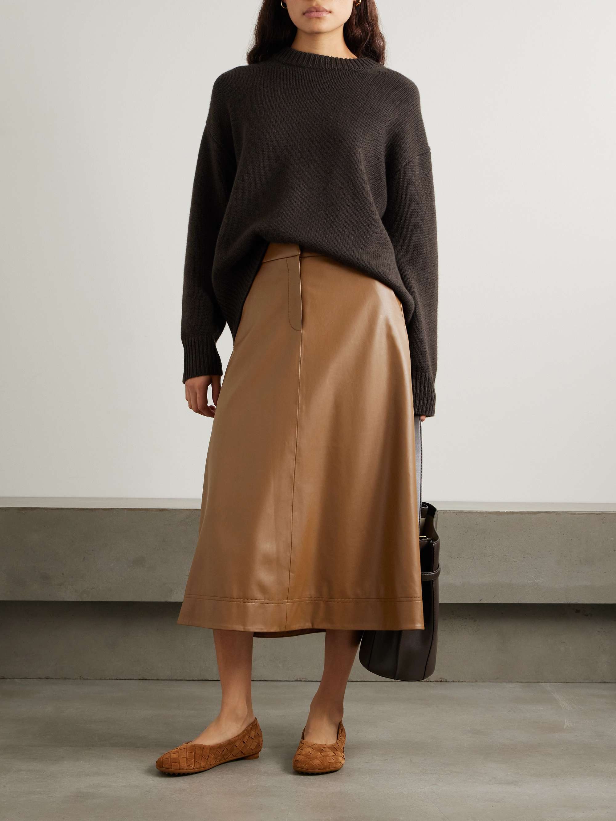 Louise faux leather midi skirt view