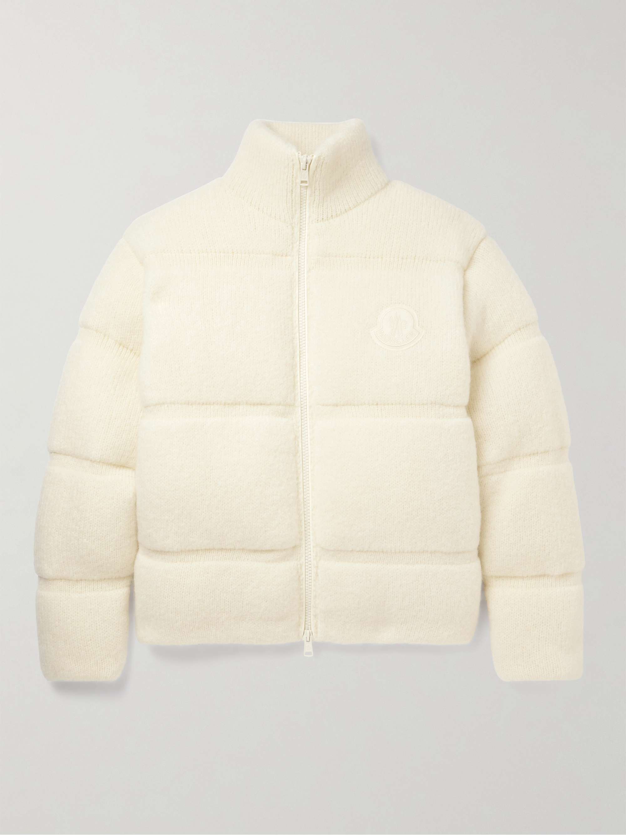 Logo-Appliquéd Quilted Knitted Down Jacket view