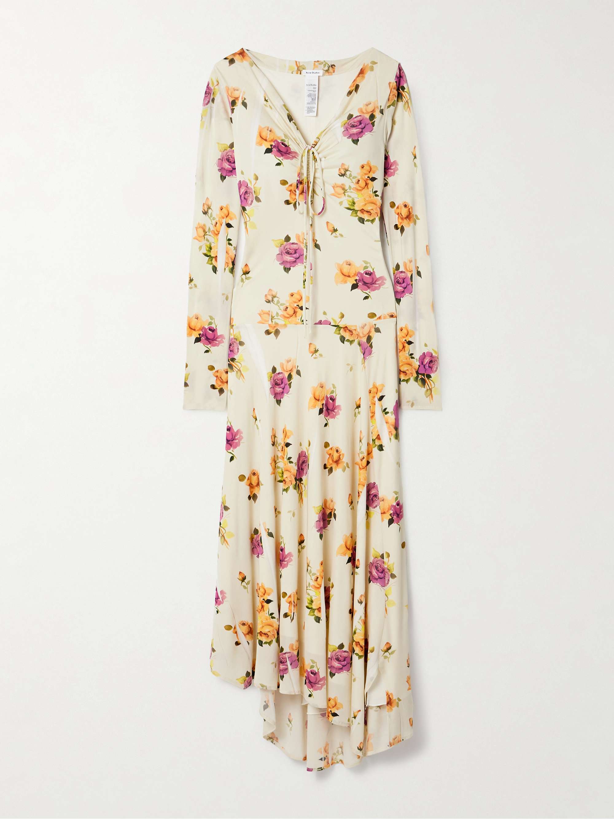 Asymmetric floral-print crepe dress view