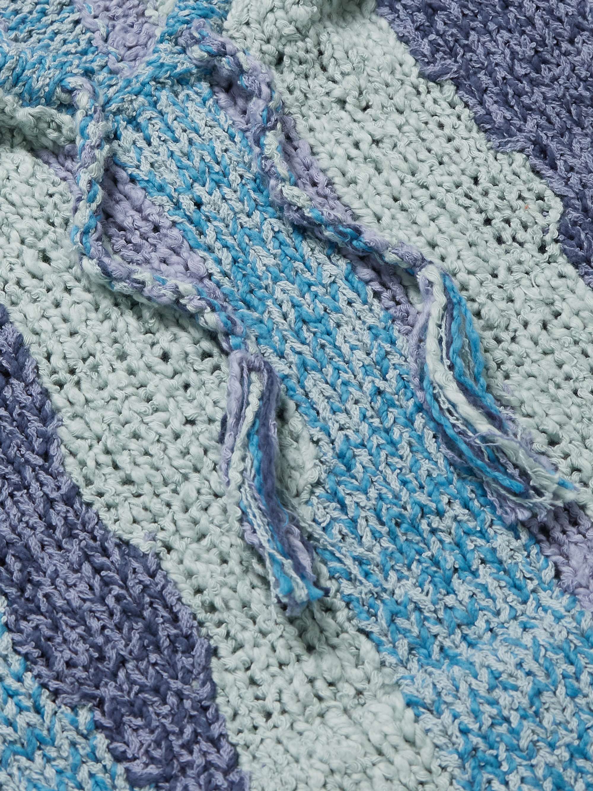 Tasselled Striped Crocheted Organic Cotton Hoodie view