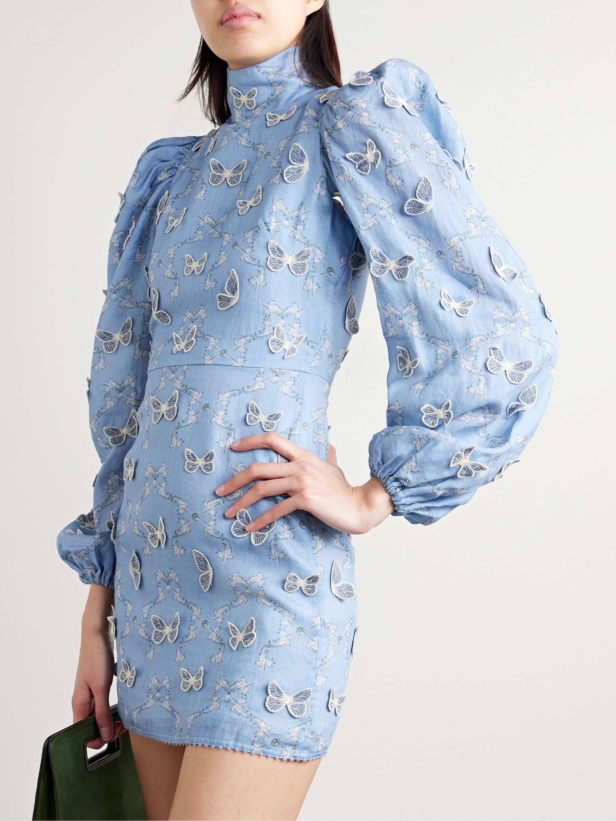 Guaba Lymanopoda appliquéd printed linen turtleneck mini dress view