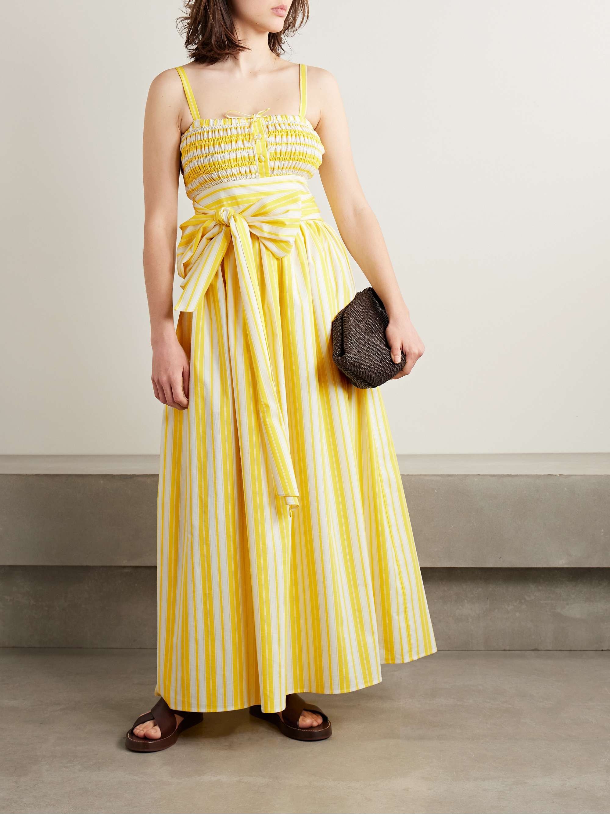 Anghiari belted striped cotton-blend poplin midi dress view