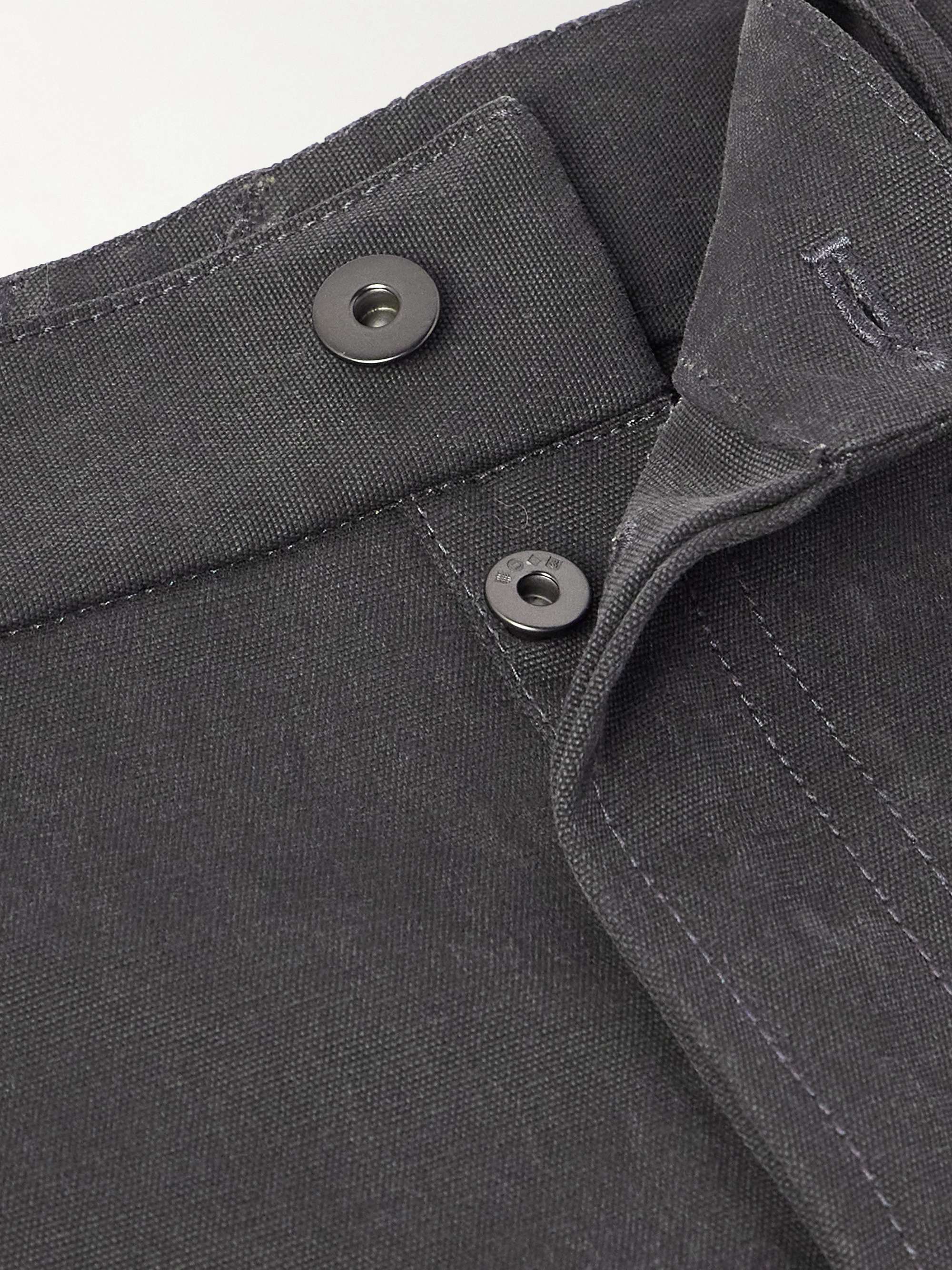 Wide-Leg Checked Twill-Trimmed Cotton-Canvas Trousers view