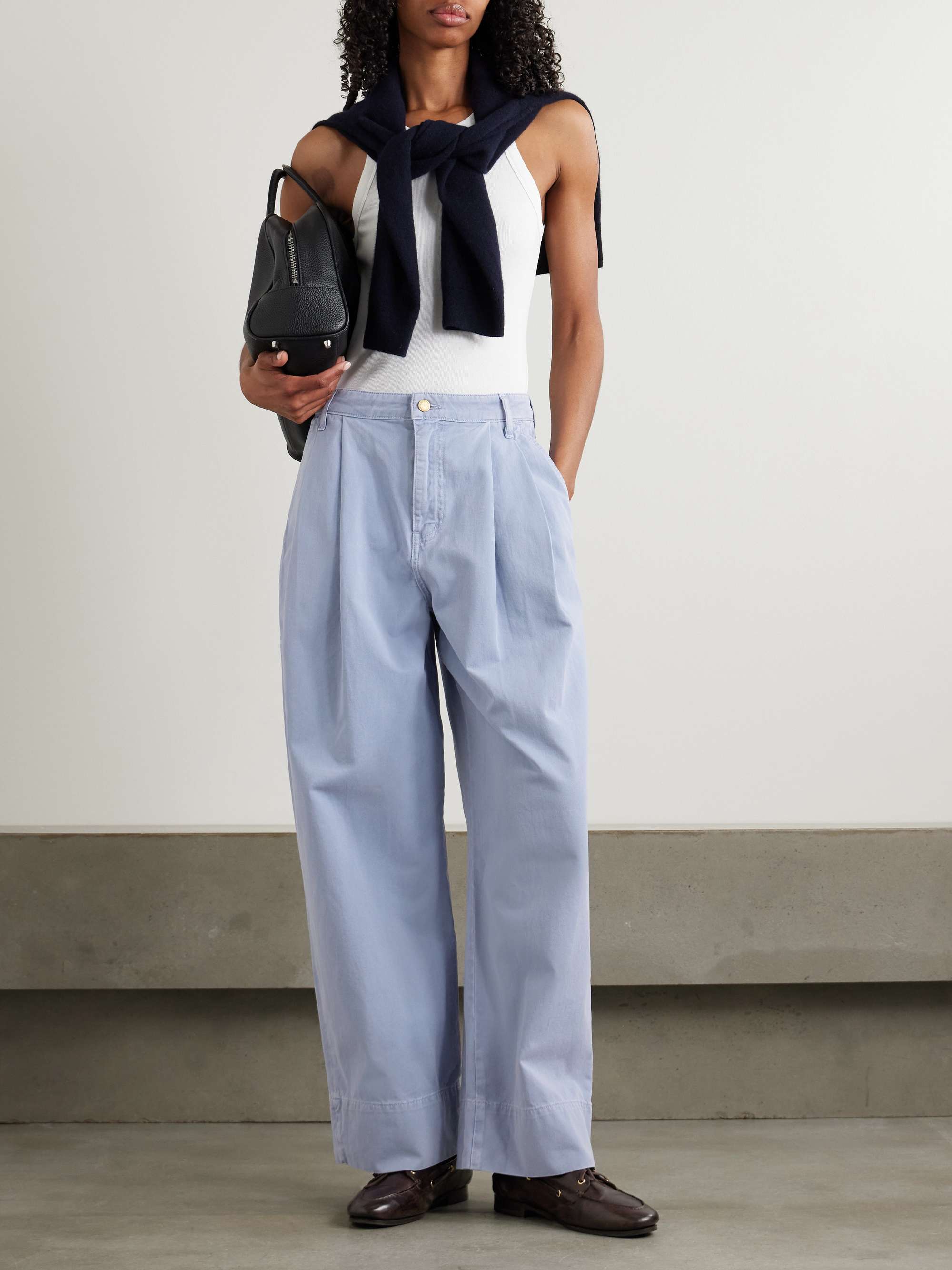 Martin pleated cotton-twill barrel-leg pants view