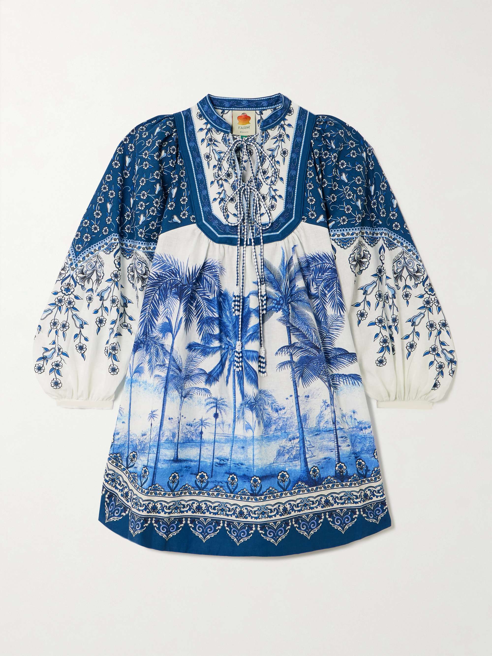 Palm Tree Beach printed linen-blend mini dress view