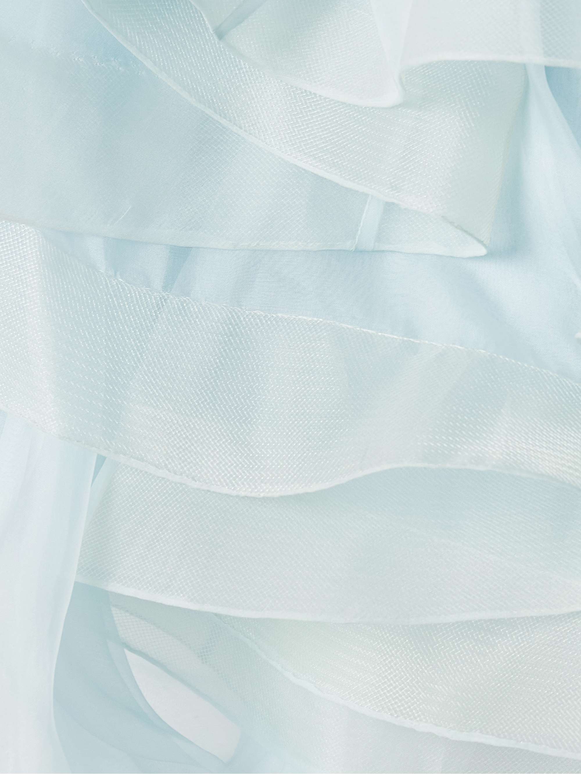 Crush strapless ruffled silk-organza top view