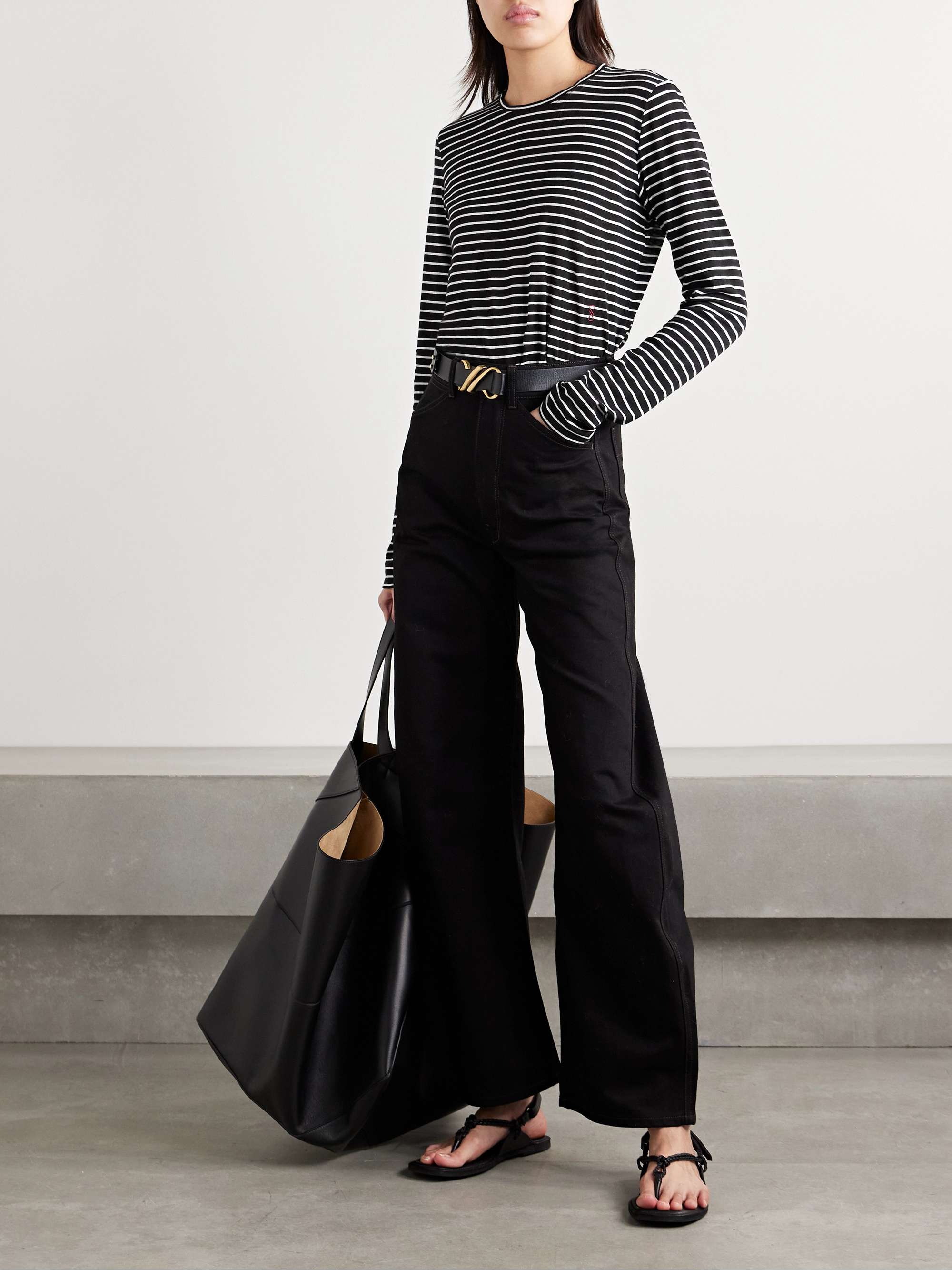 Mia striped cotton and linen-blend T-shirt view
