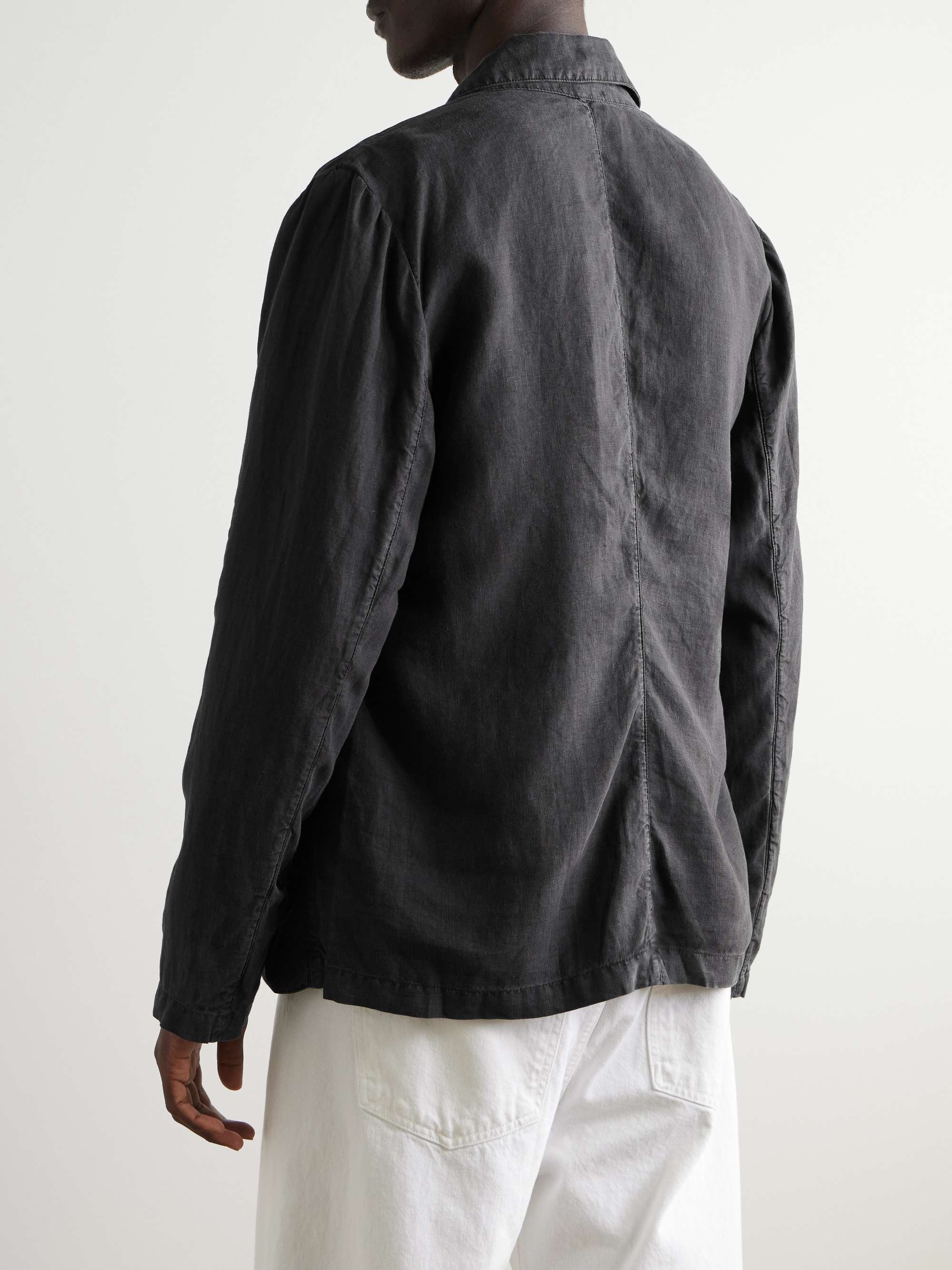 Unstructured Garment-Dyed Linen Blazer view