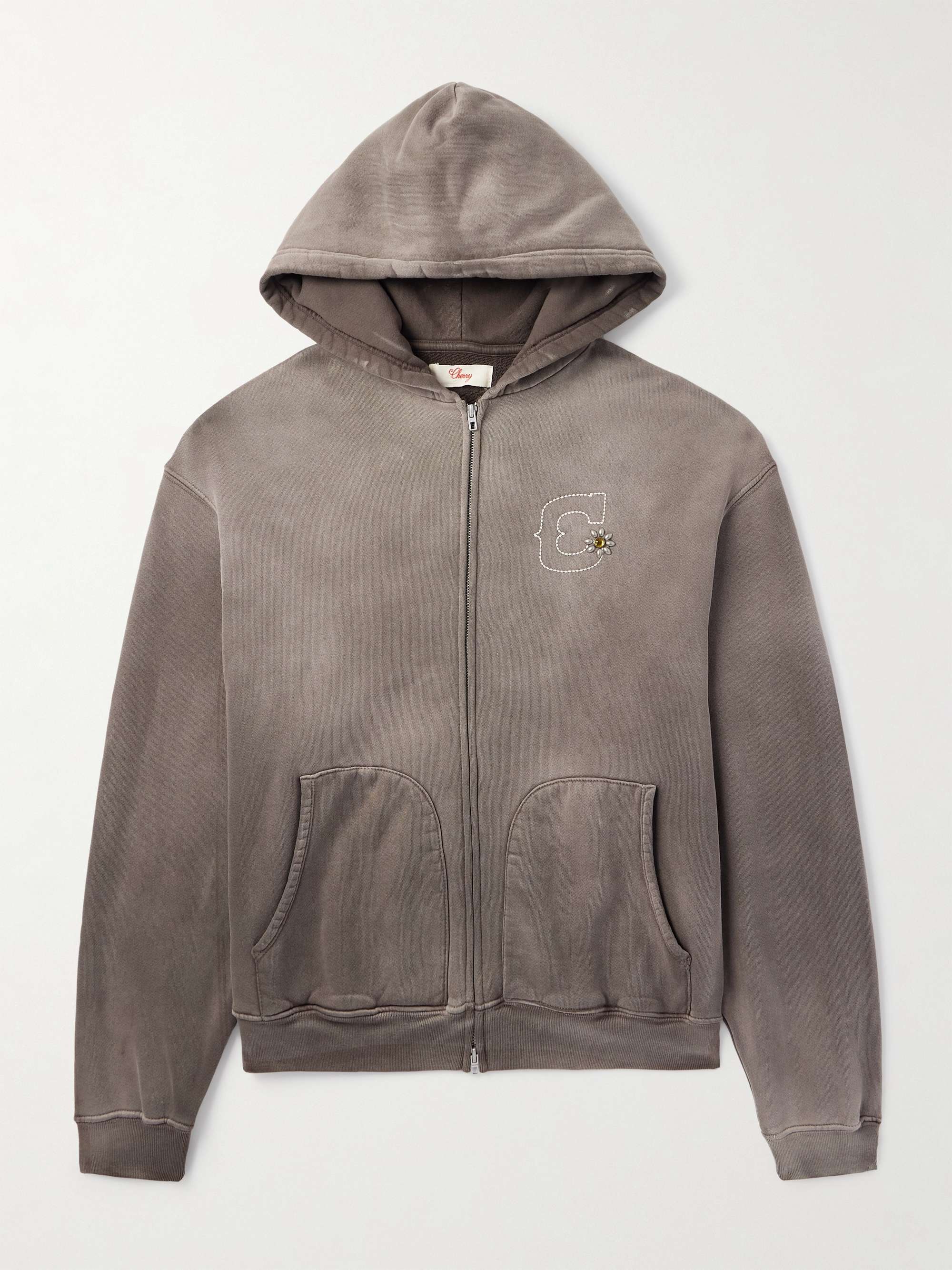 Logo-Embroidered Cotton-Jersey Zip-Up Hoodie view