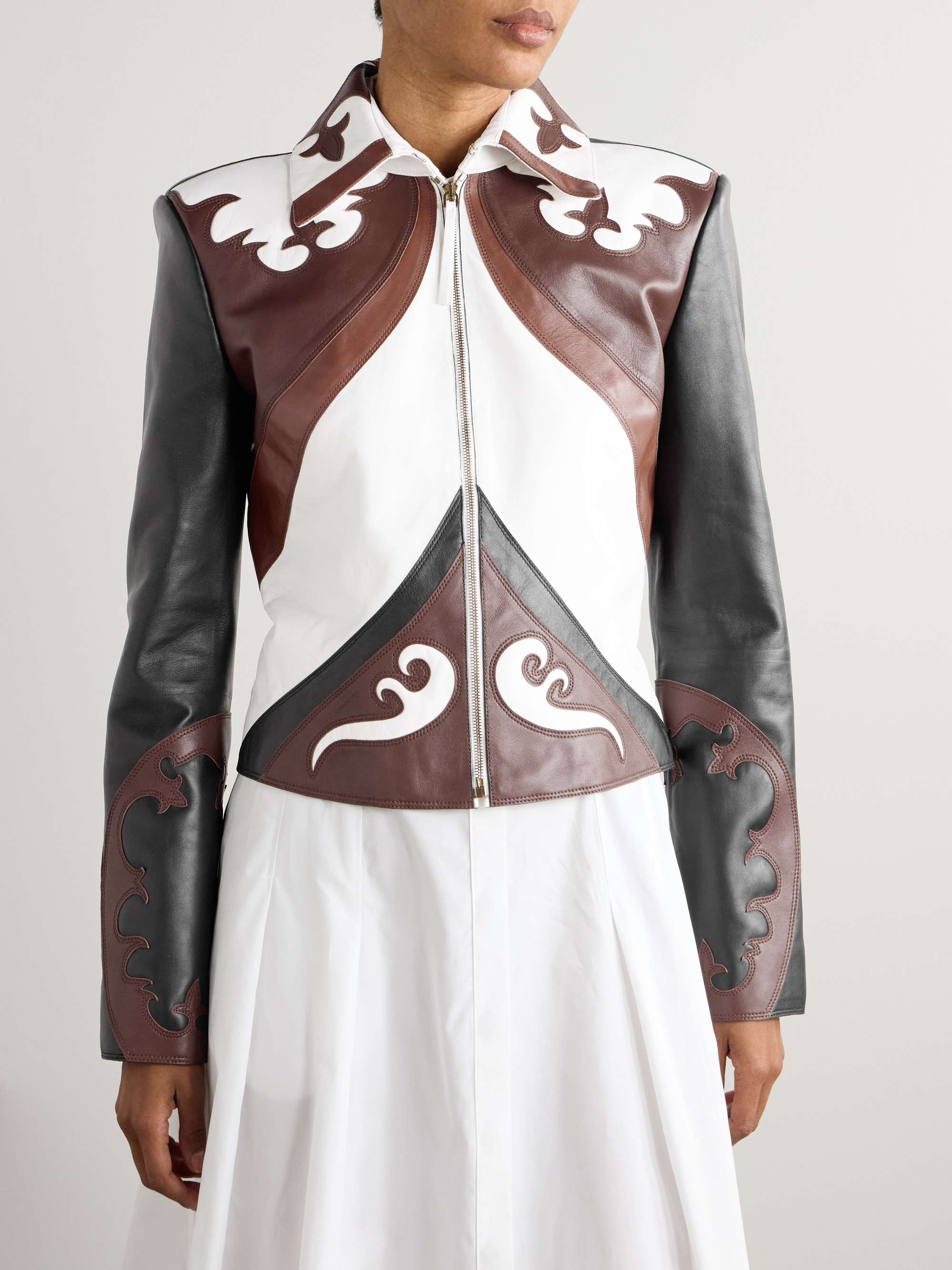 Albie paneled leather jacket view