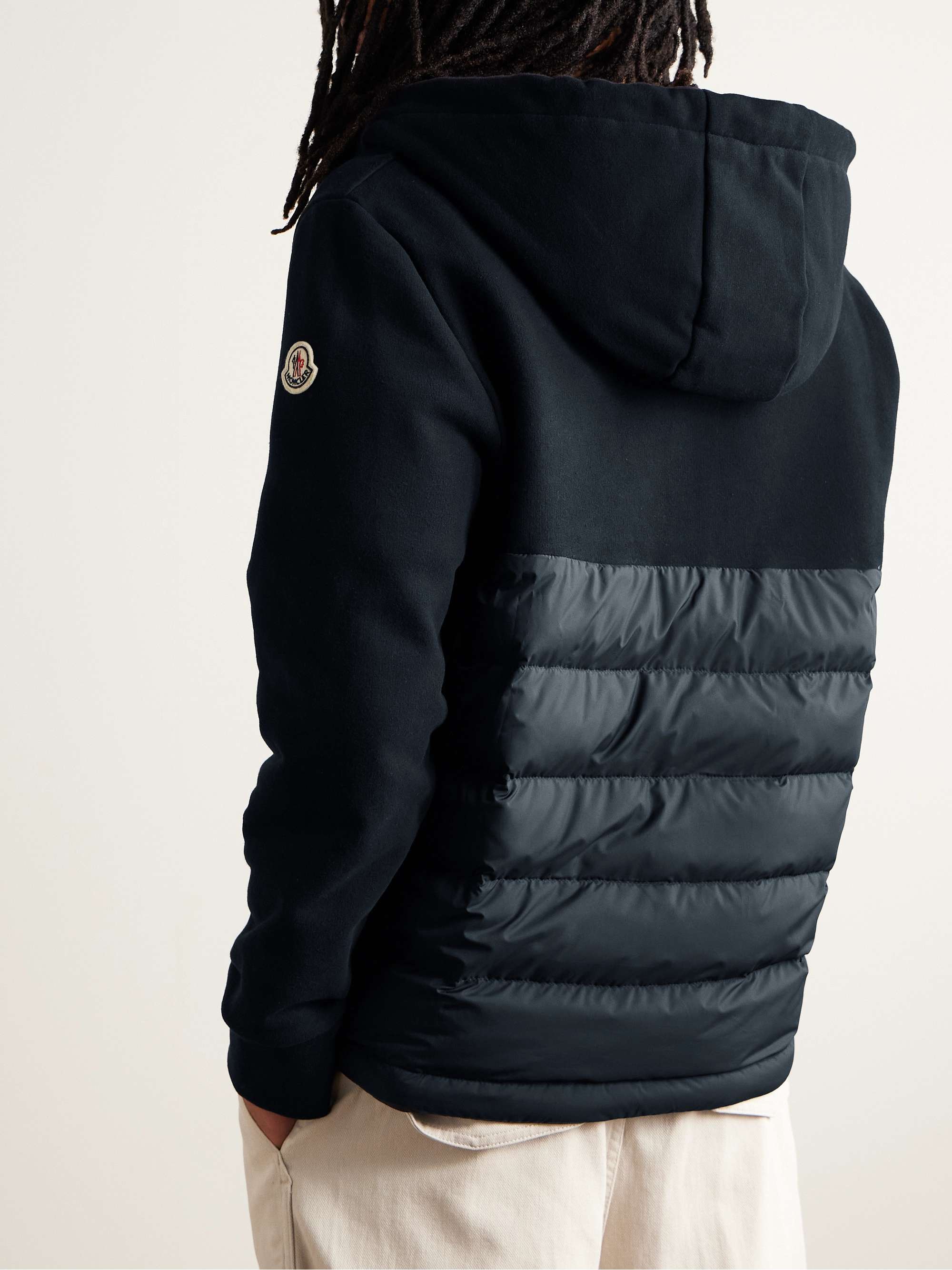 Logo-Appliquéd Panelled Cotton-Jersey and Quilted Shell Down Zip-Up Hoodie view