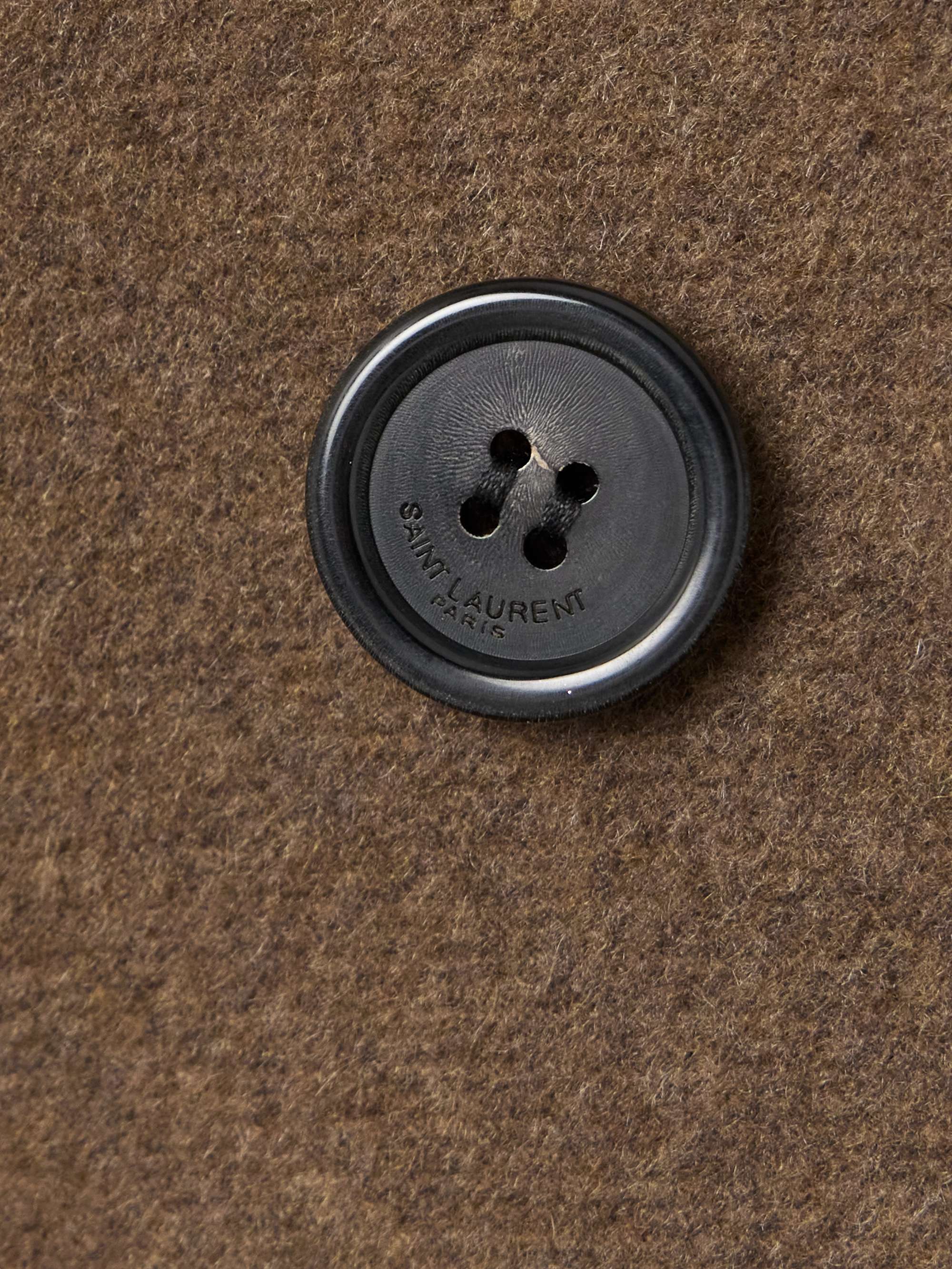 Double-breasted brushed wool and cashmere-blend coat view