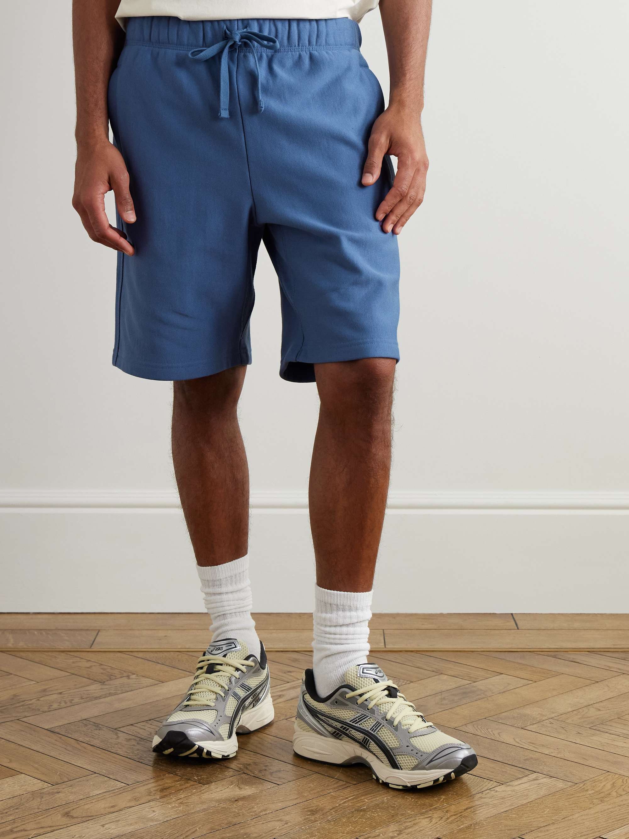 American Script Straight-Leg Cotton-Blend Jersey Drawstring Shorts view