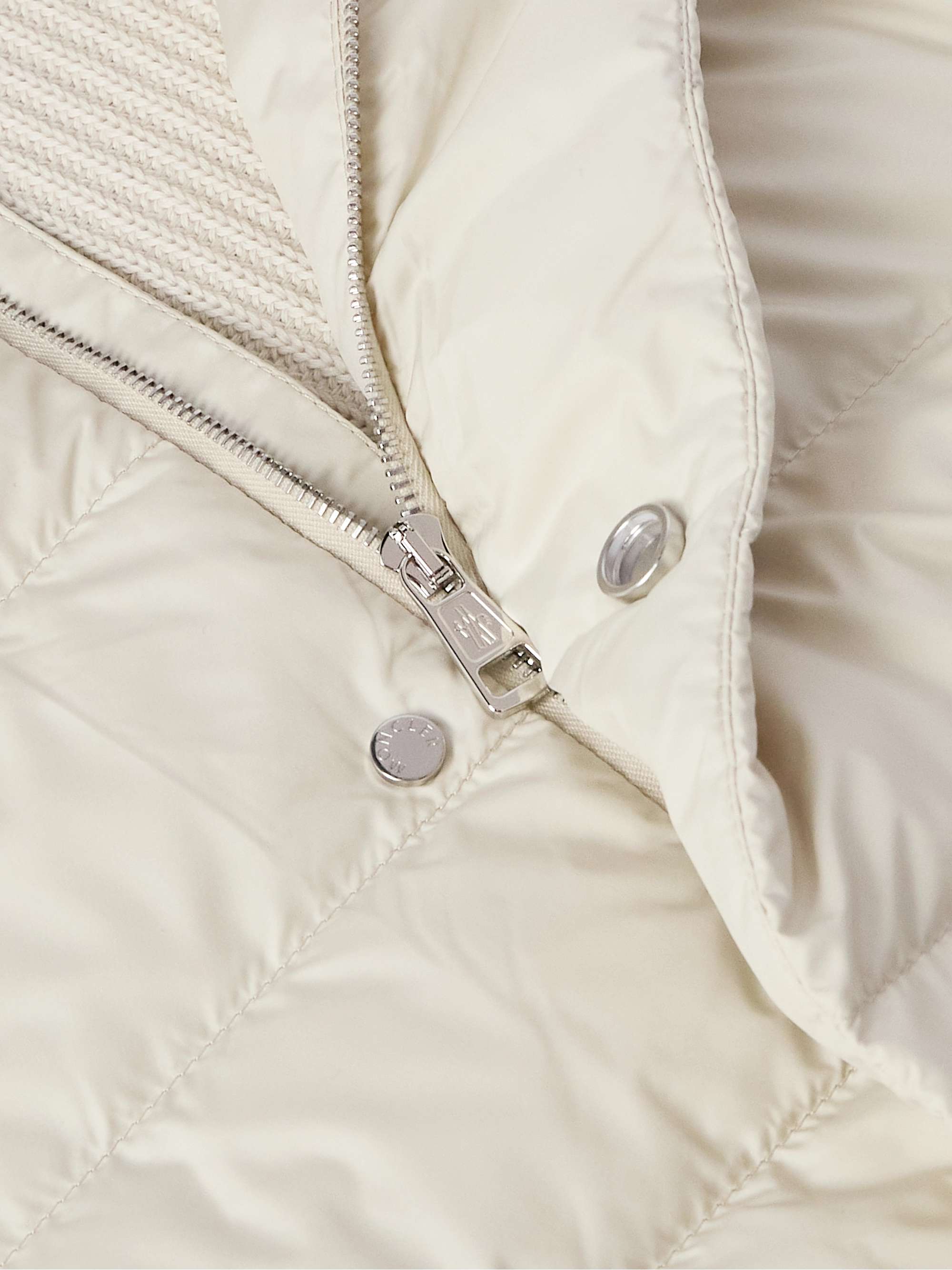 Ribbed Cotton and Quilted Shell Down Zip-Up Cardigan view