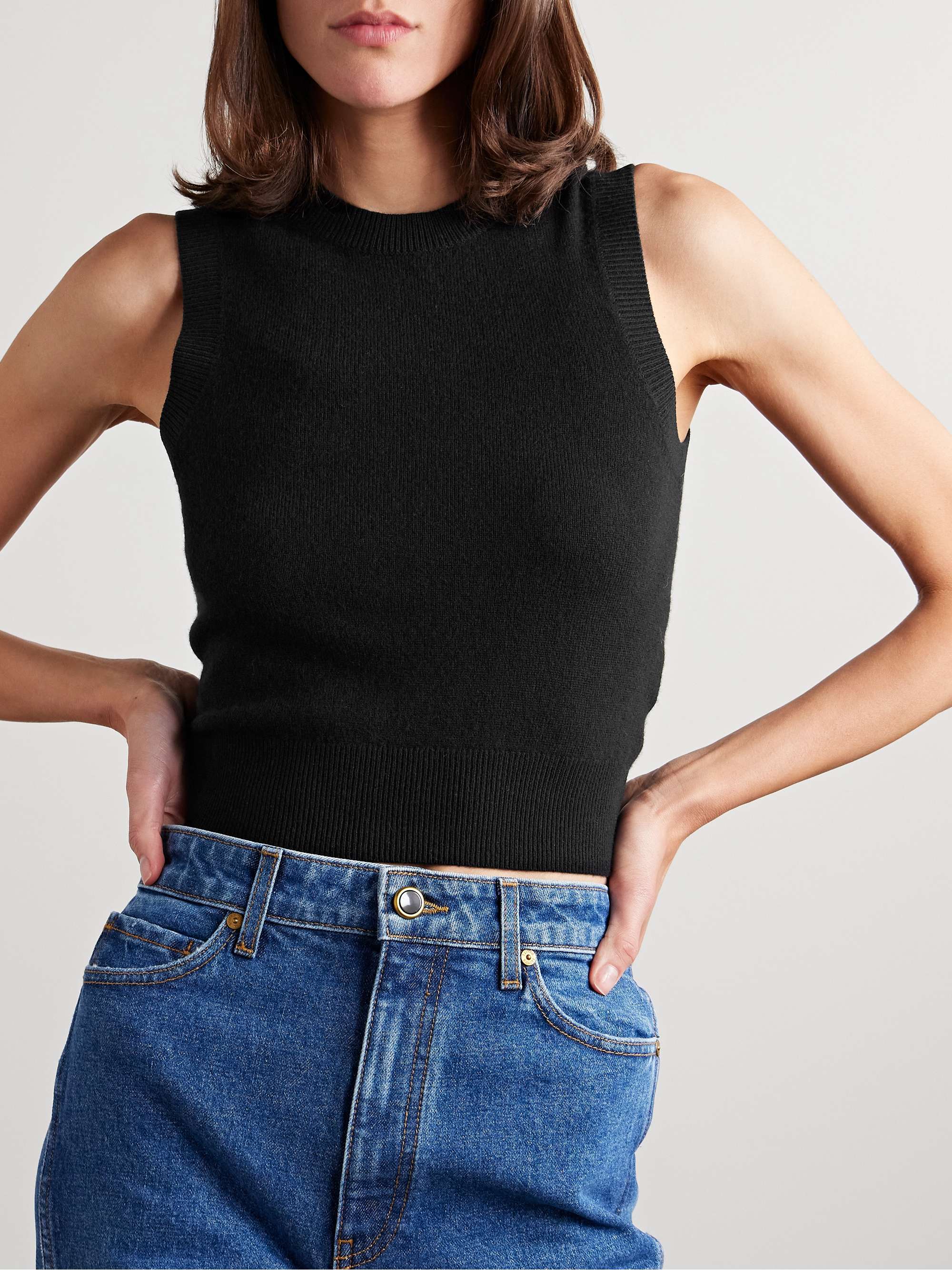May cropped cashmere tank view