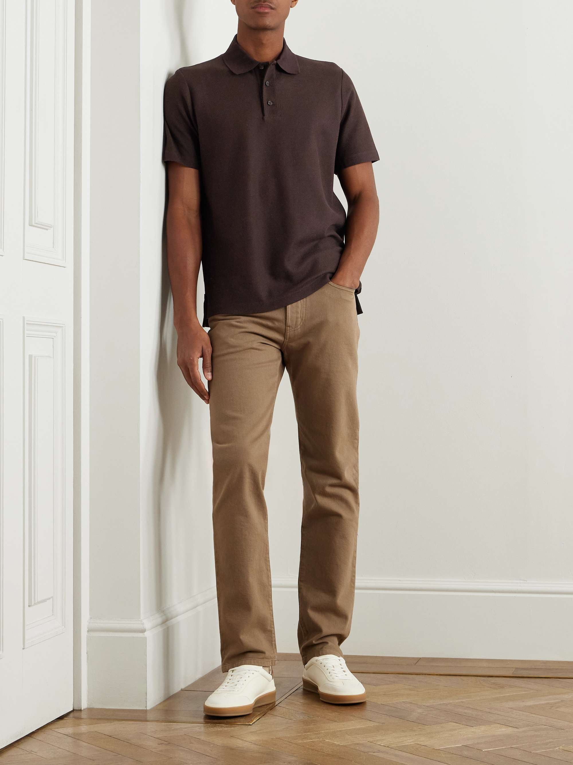 Stretch-Cotton Piqué Polo Shirt view