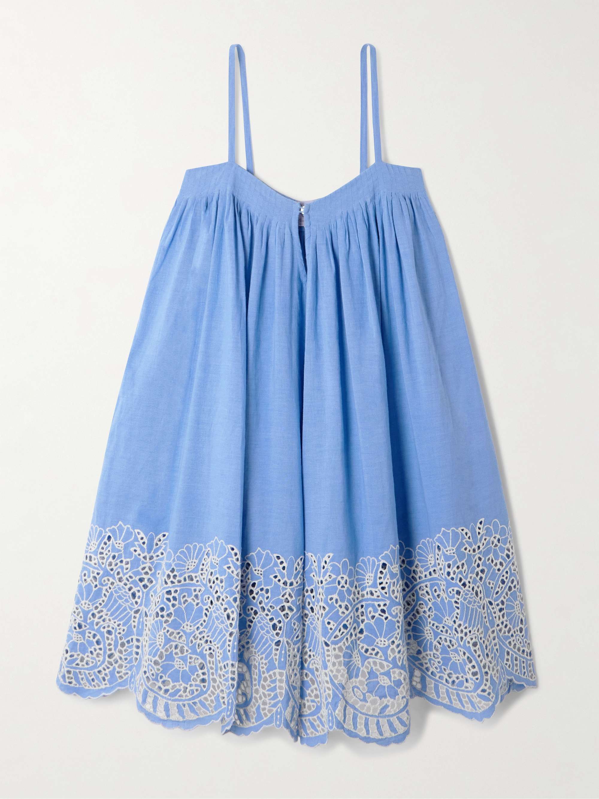 Zenobia pleated broderie anglaise linen and cotton-blend mini dress view