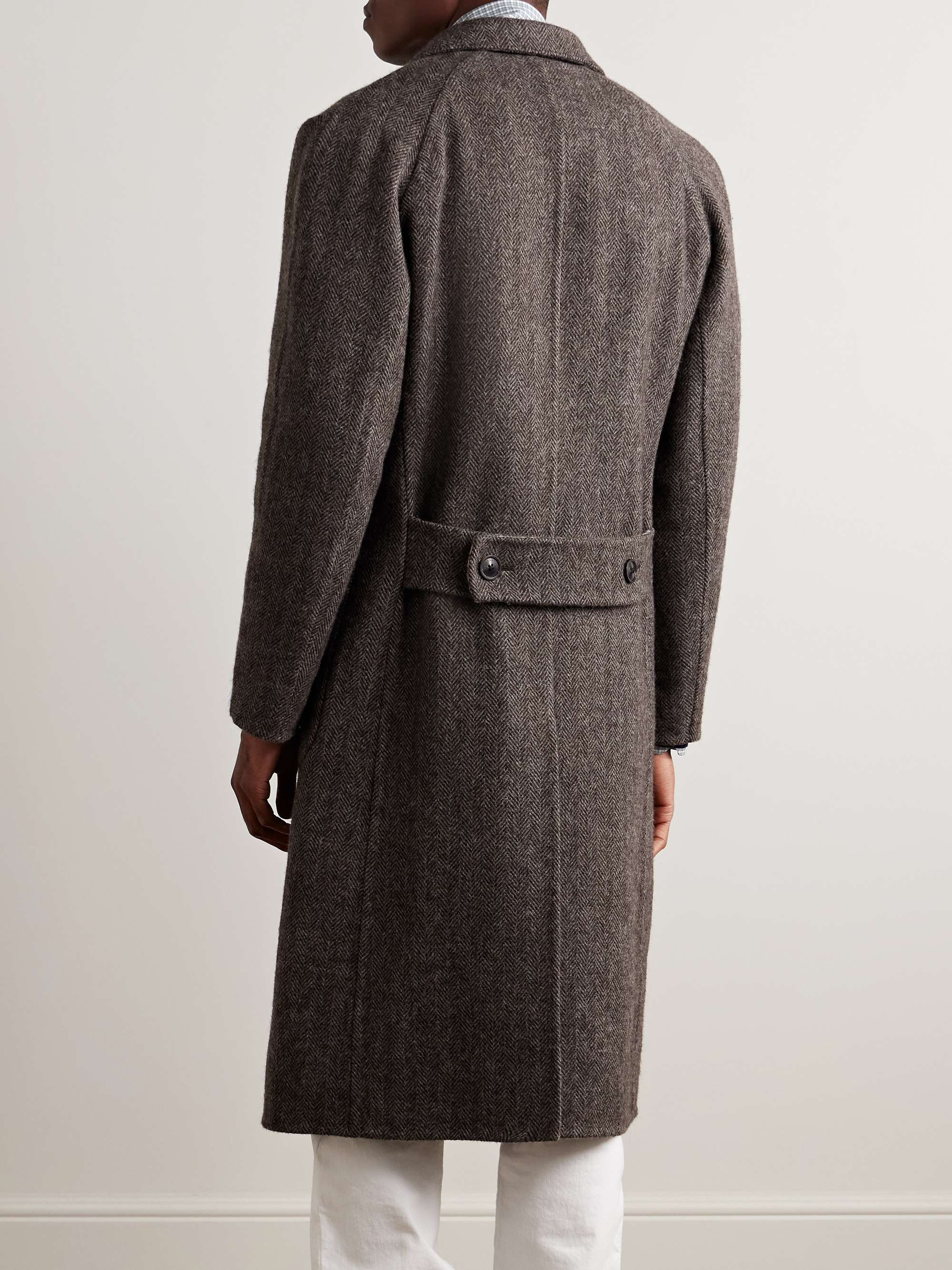 Town and Country Slim-Fit Double-Breasted Herringbone Wool Coat view