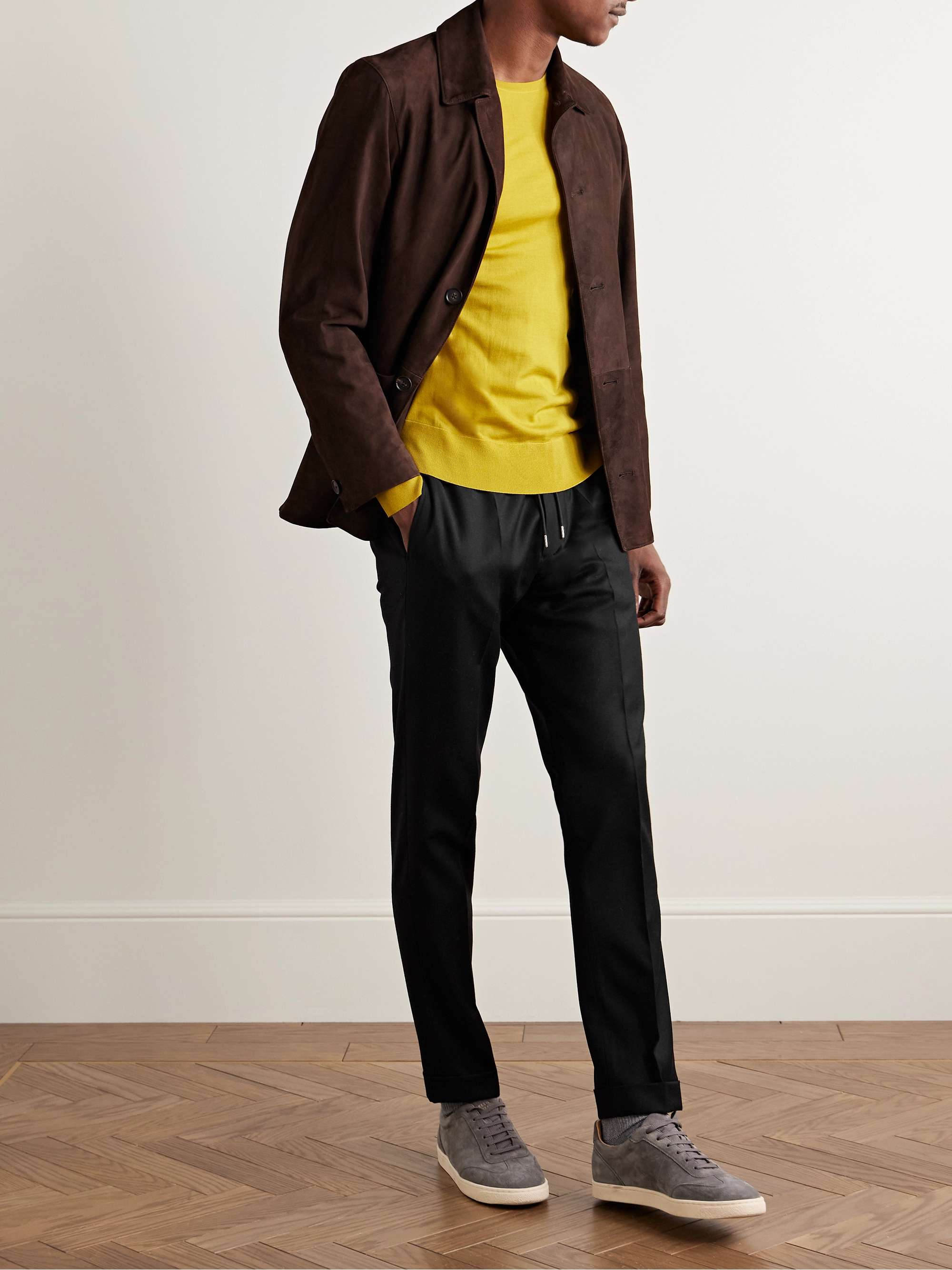 Slim-Fit Wool and Cashmere-Blend Flannel Drawstring Trousers view