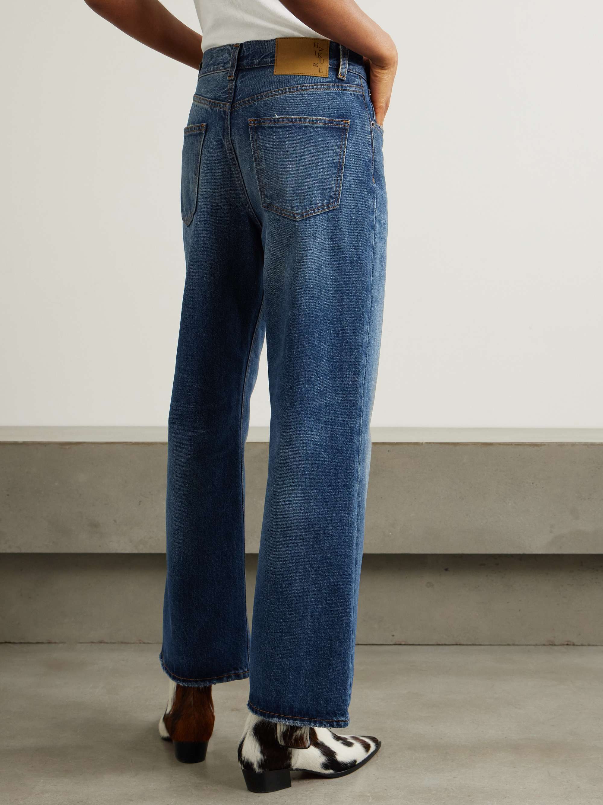 Korea distressed high-rise wide-leg jeans view