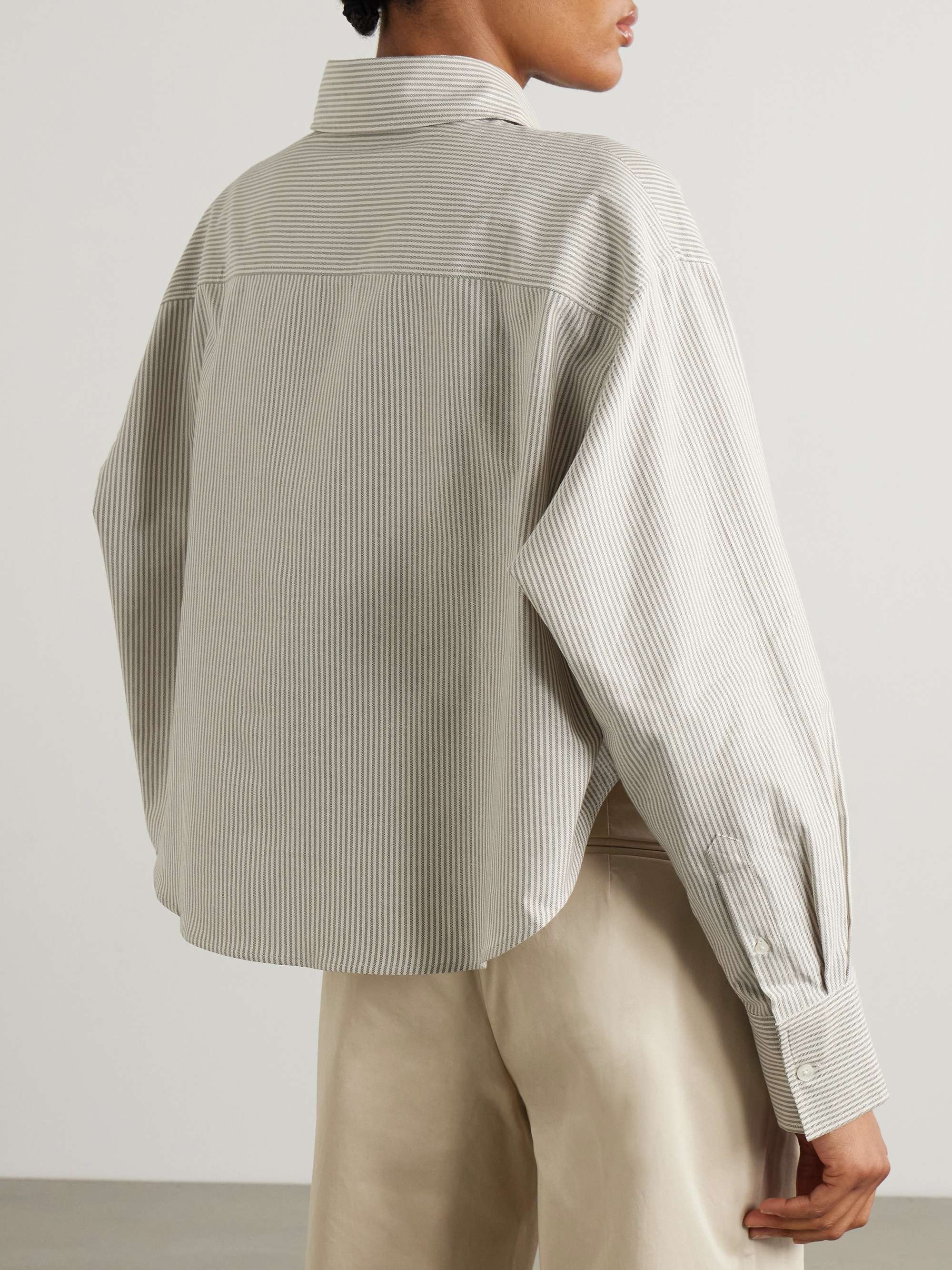 ADC embroidered cropped striped cotton Oxford shirt view