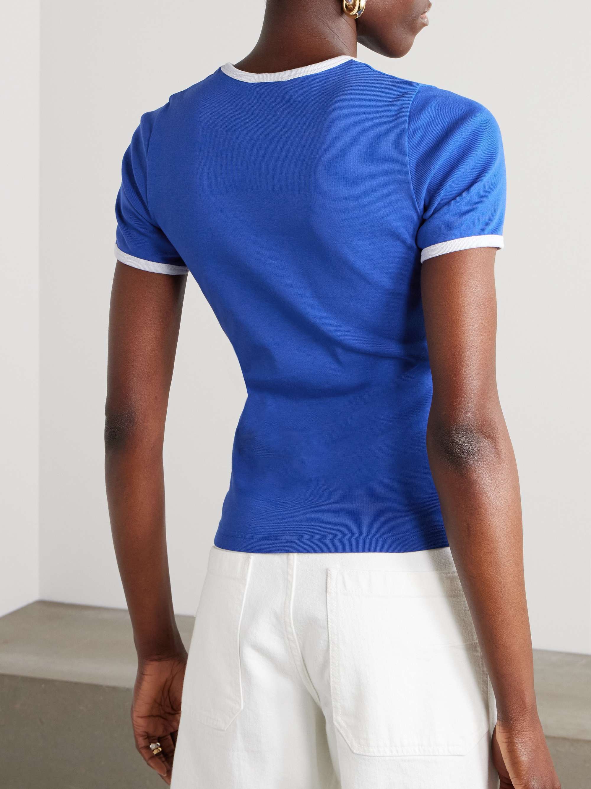 Cropped embroidered cotton-jersey T-shirt view