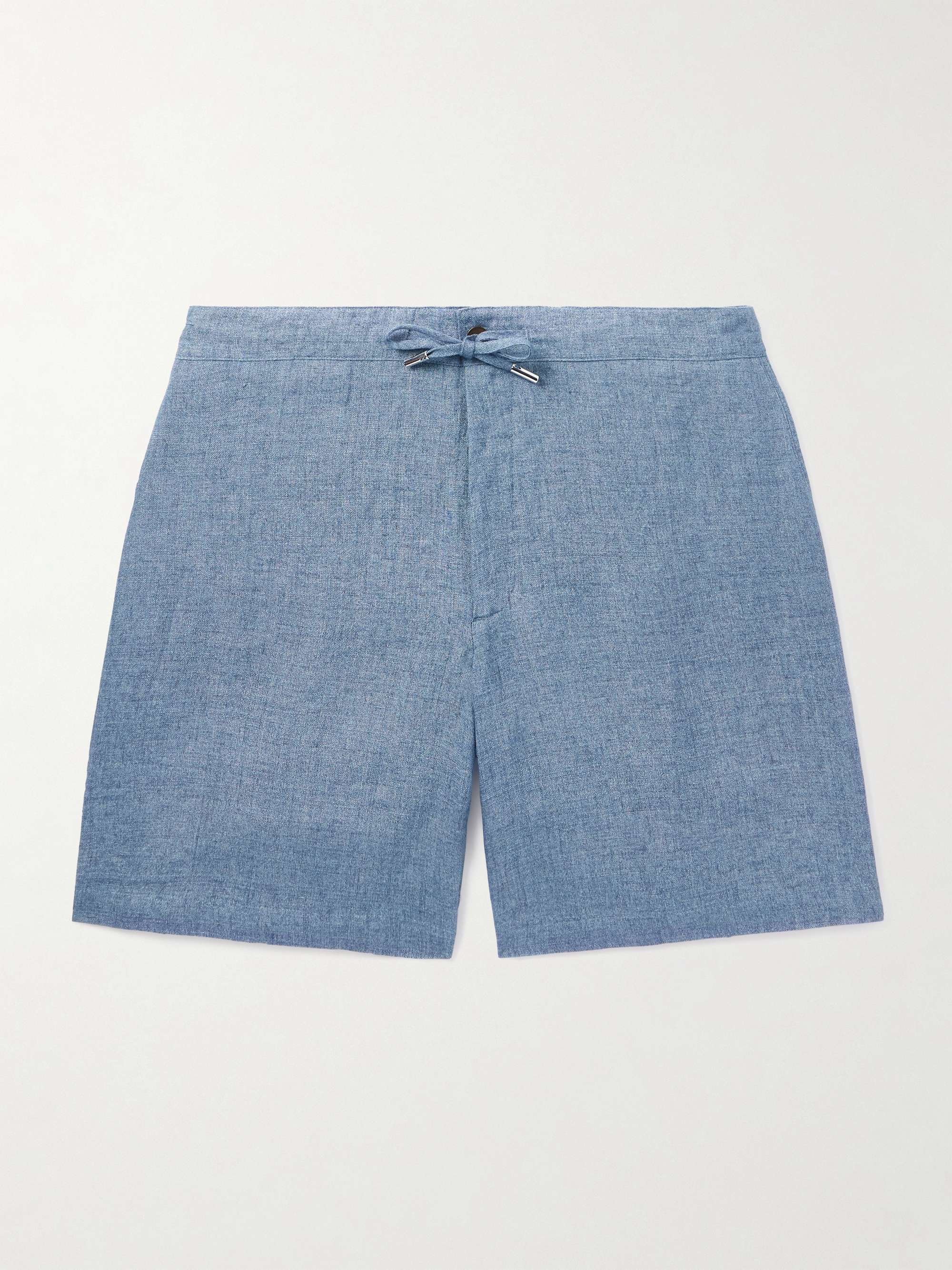 Straight-Leg Linen-Chambray Drawstring Shorts view