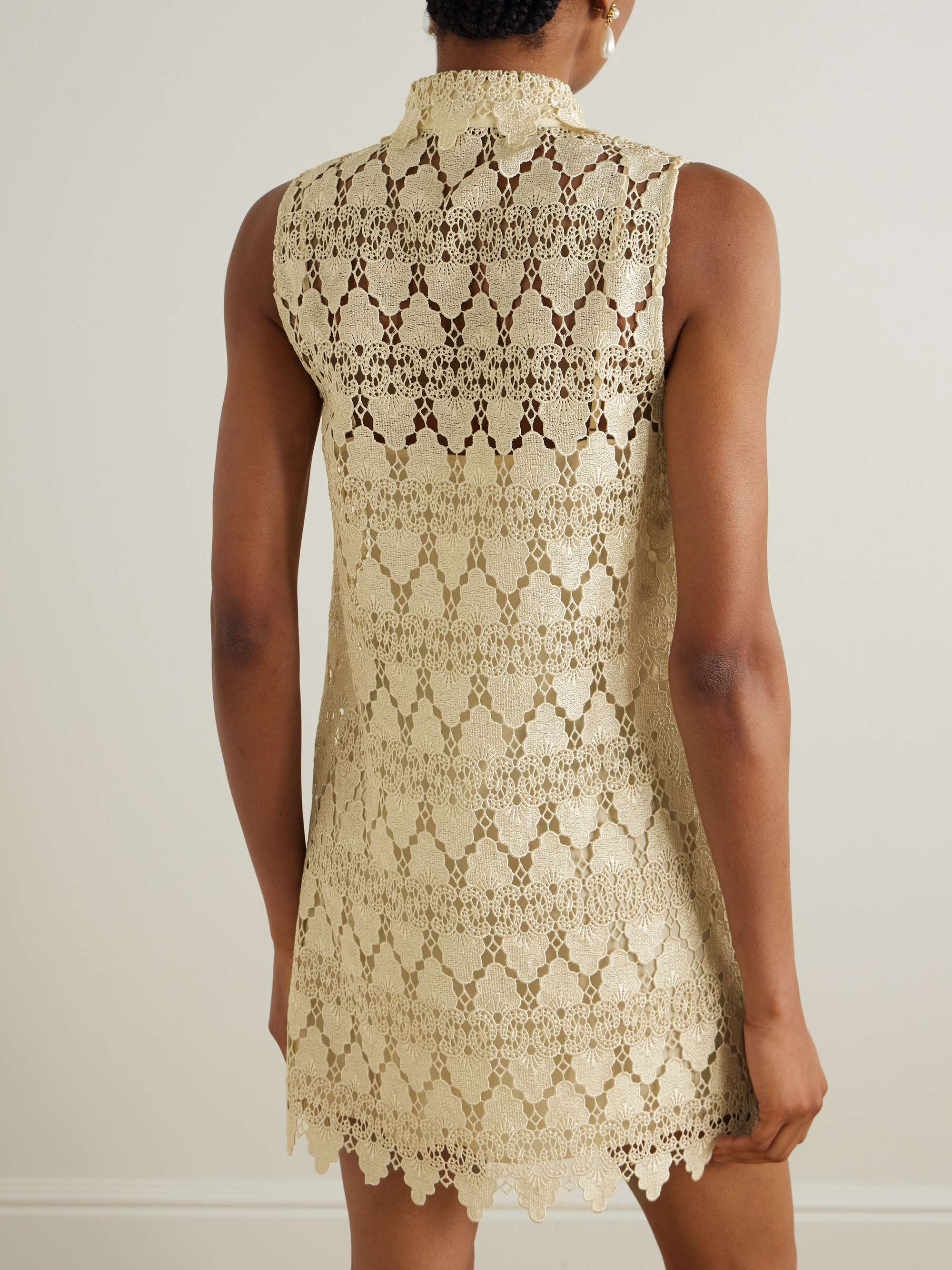The Deco scalloped guipure lace mini shirt dress view