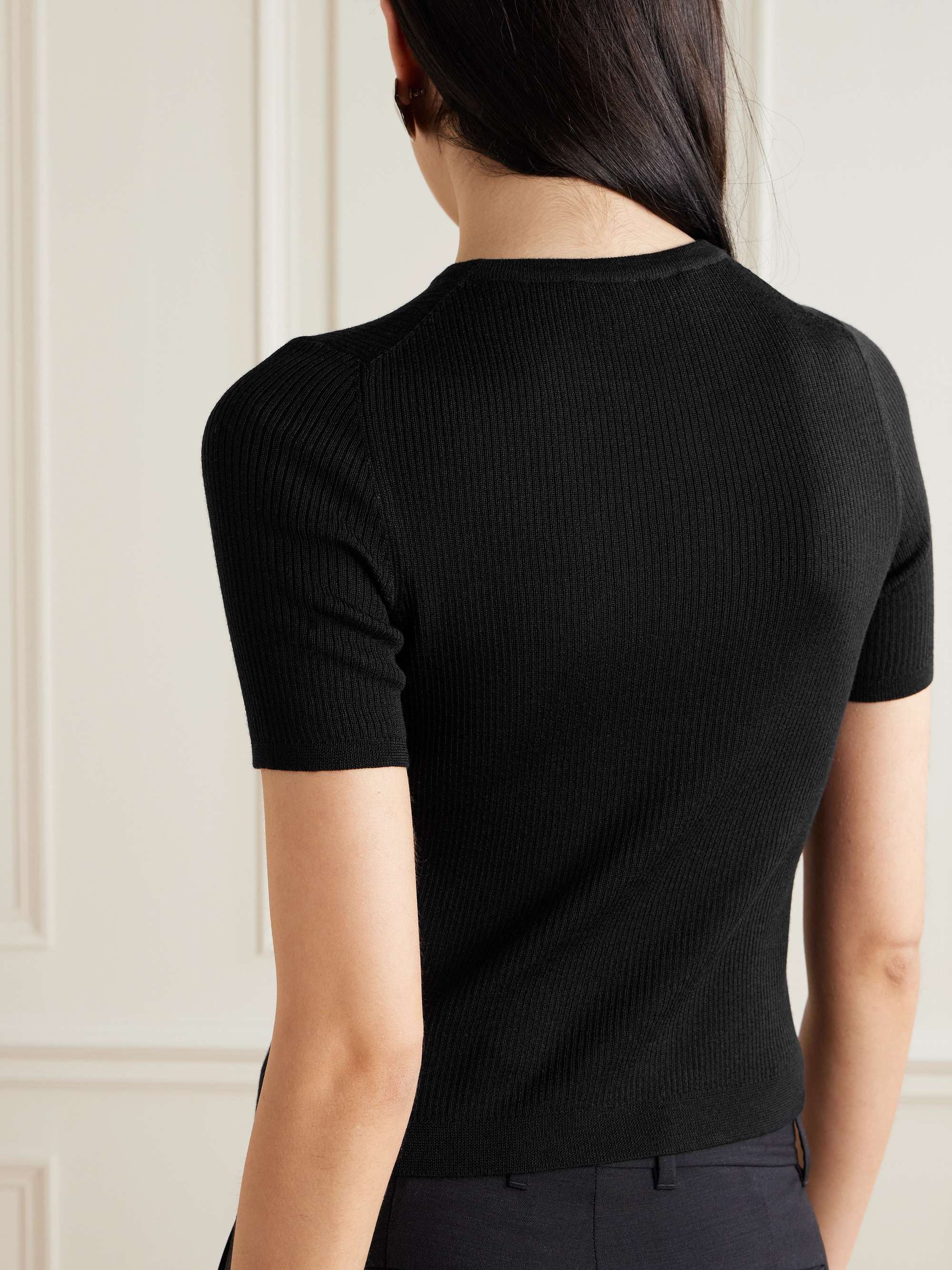 Ribbed wool and silk-blend sweater view