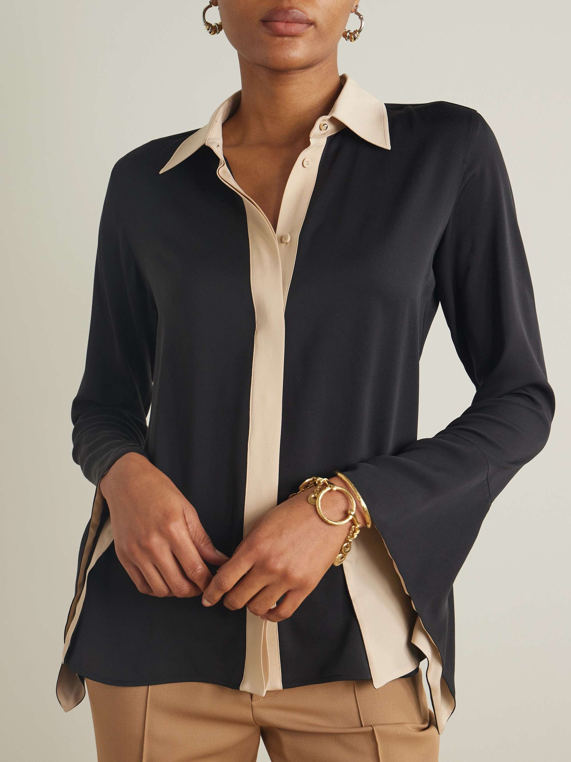 Pio two-tone silk shirt view